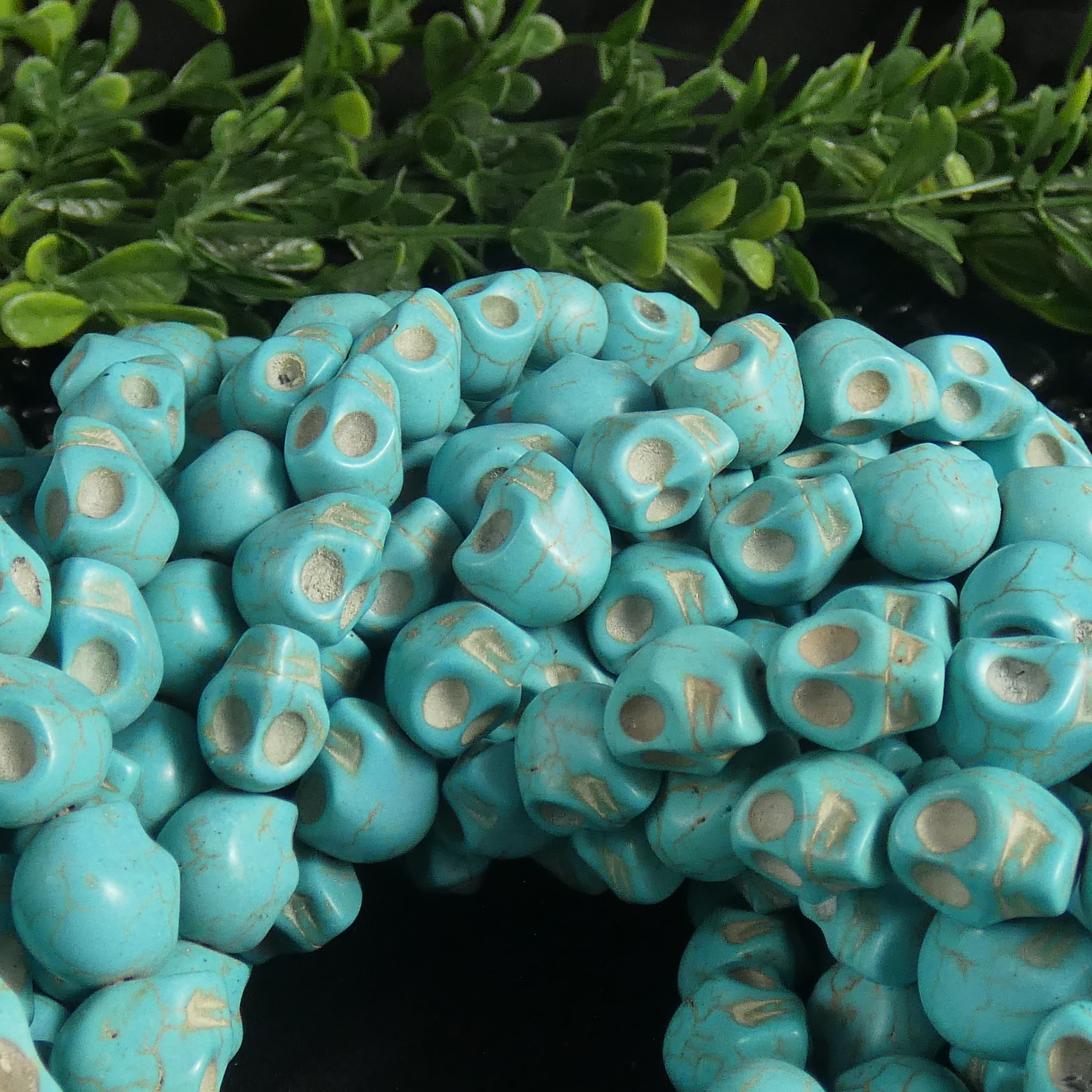 Blue Magnesite Skull Bead Strands for Jewelry Making - Natural Stone Beads for Necklaces, Bracelets & DIY Crafts - Perfect for Boho, Gothic & Spiritual Designs