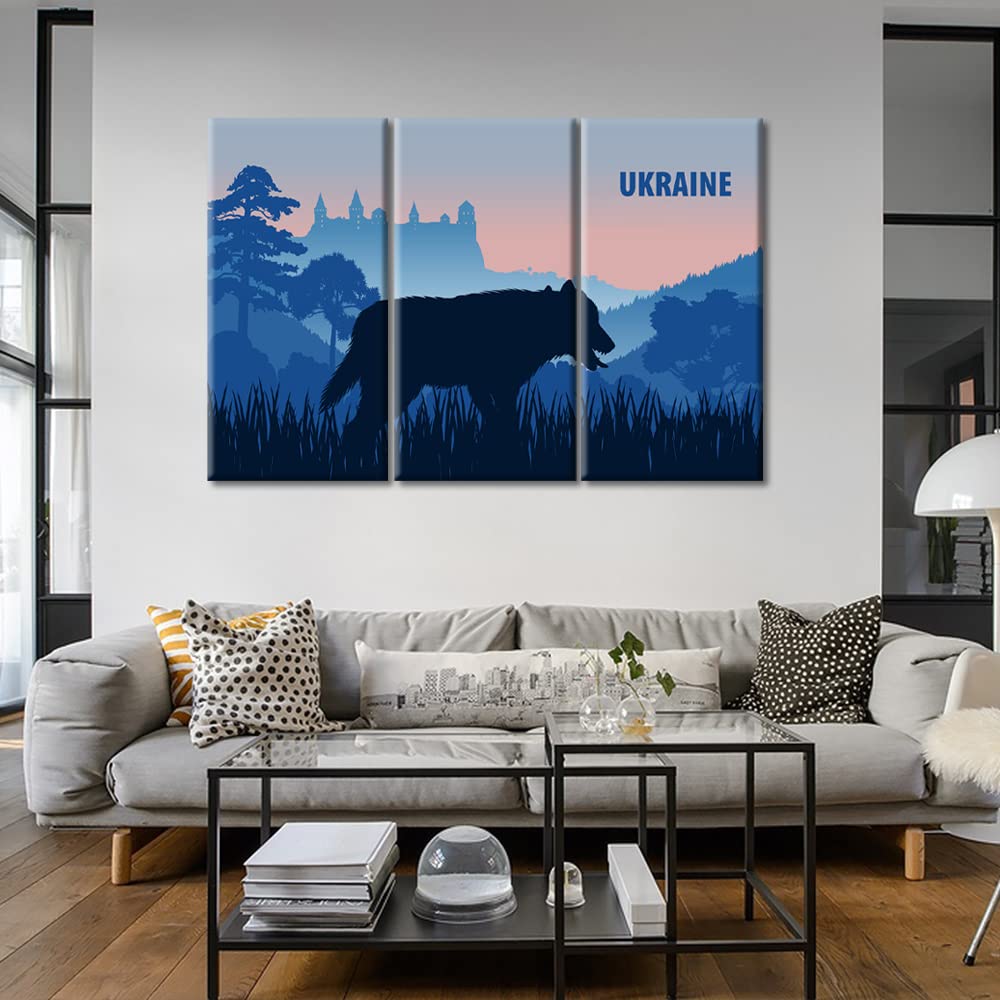 TUMOVO 3-Panel Moldova Fox Wall Art - Modern Animal Canvas Prints for Home Decor, Minimalist Bedroom Wall Hanging Paintings (60