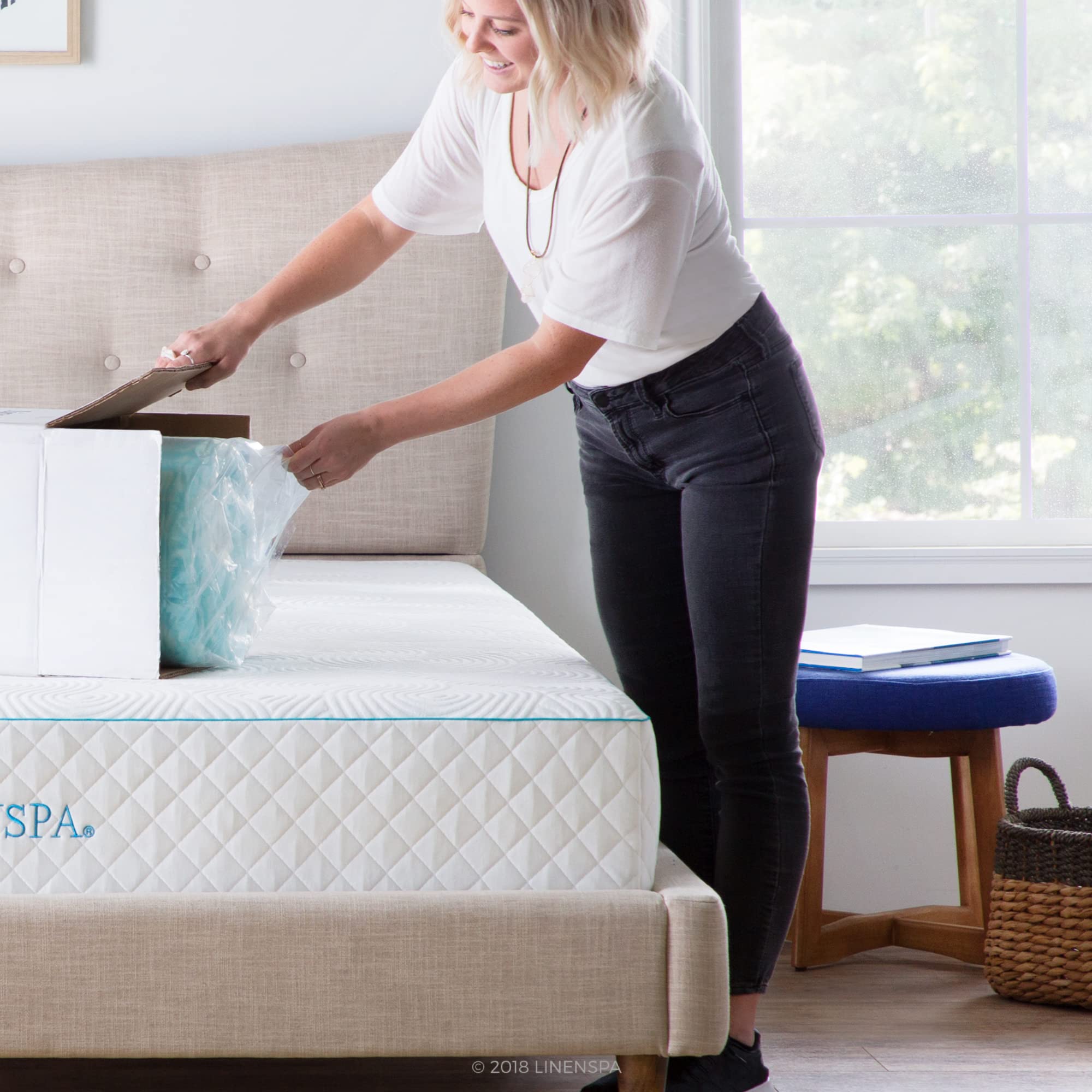 Linenspa 4 Inch Gel Swirl Memory Foam Mattress Topper with Removable Cover - Cooling Gel Infusion for Pressure Relief & Contouring Support - Machine Washable - Full Size - Perfect for Back Pain Relief & Hot Sleepers