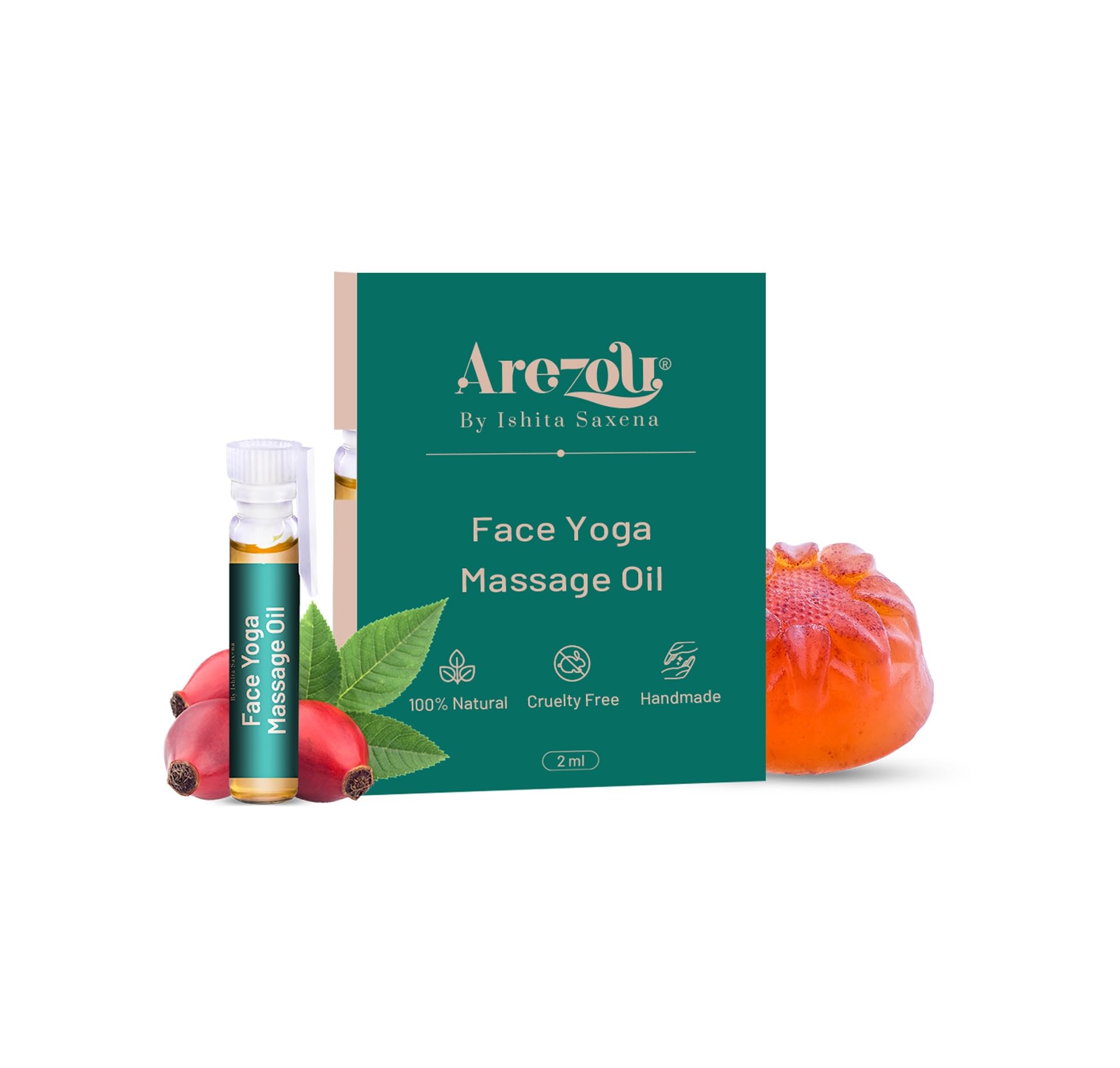 Arezou Face Yoga Massage Oil & Serum - Anti-Aging, Dark Spot Corrector & Hydrating Facial Oil for Glowing Skin | Nourishes & Revitalizes All Skin Types | Perfect for Daily Skincare Routine & Spa Treatments (Mini Kit with Oil + Soap)
