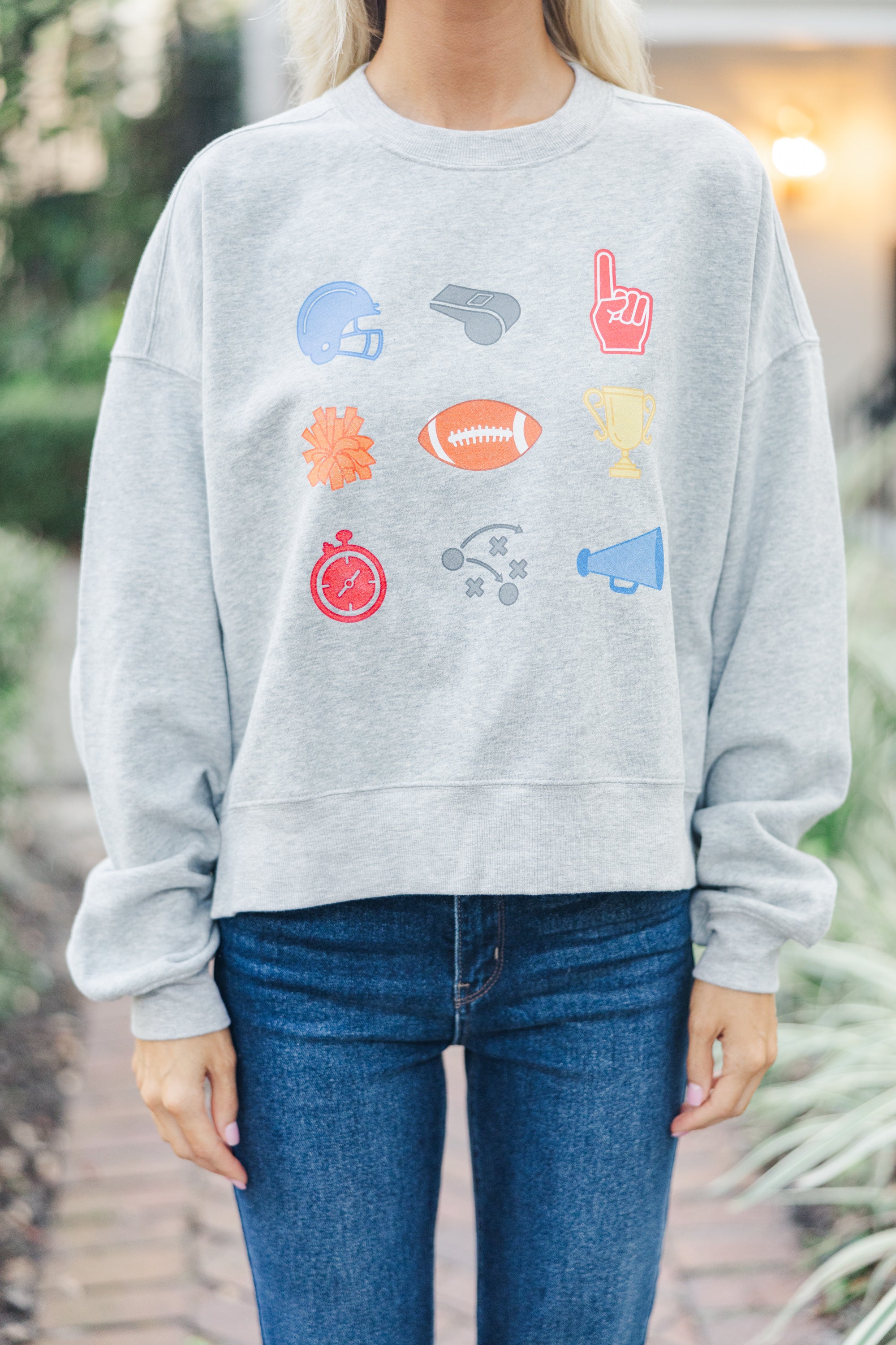 Game Day Icons Heather Grey Graphic Sweatshirt - Comfortable Pullover Hoodie for Sports Fans, Casual Wear & Gameday Outfits - Perfect for Football, Basketball Games & College Campus Style
