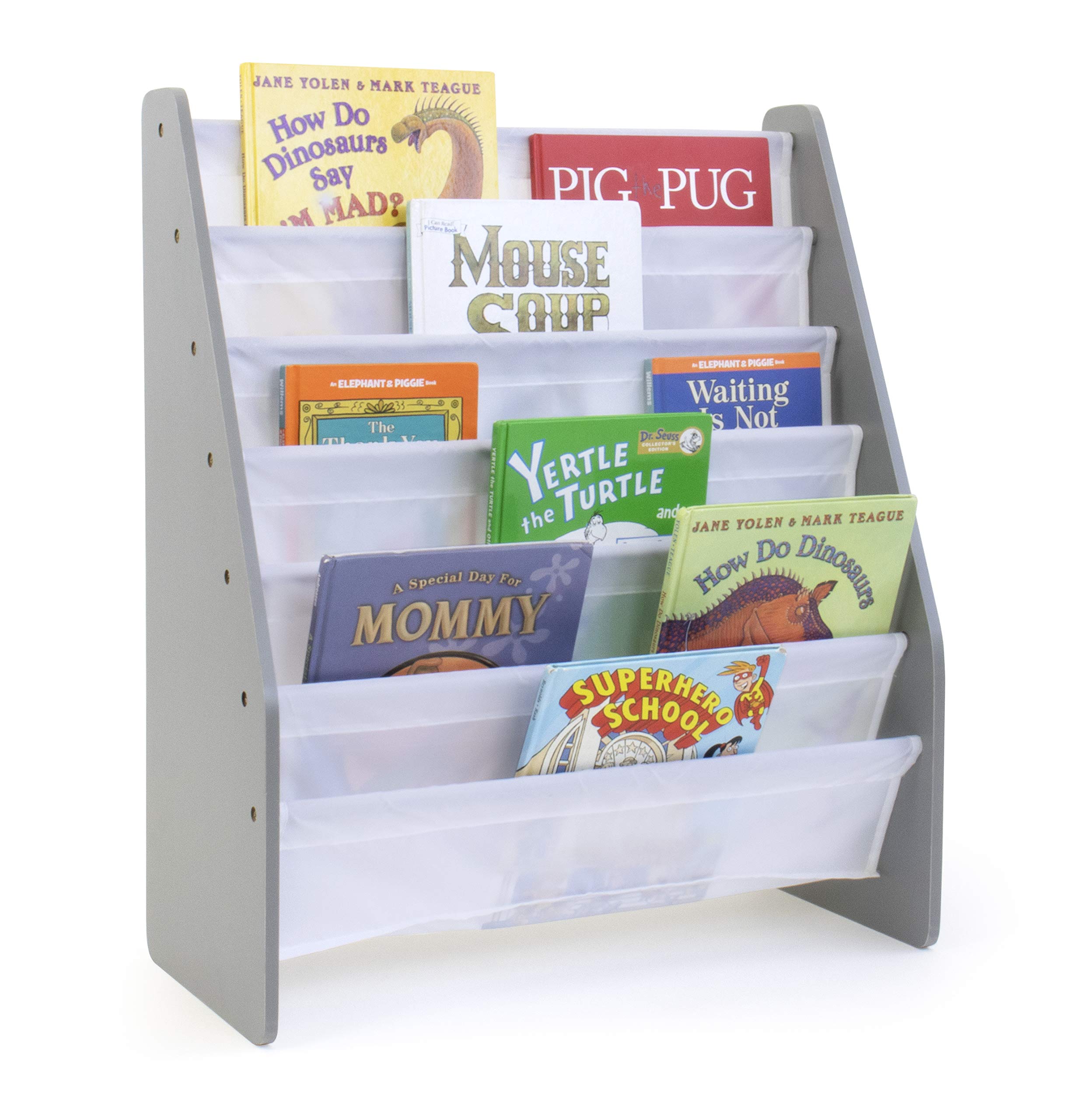 Humble Crew Kids Toy Organizer with Storage Bins | 6-Tier Extra Large Bookshelf for Kids Room | Grey & White Toy Storage Shelf for Playroom, Nursery & Classroom Organization