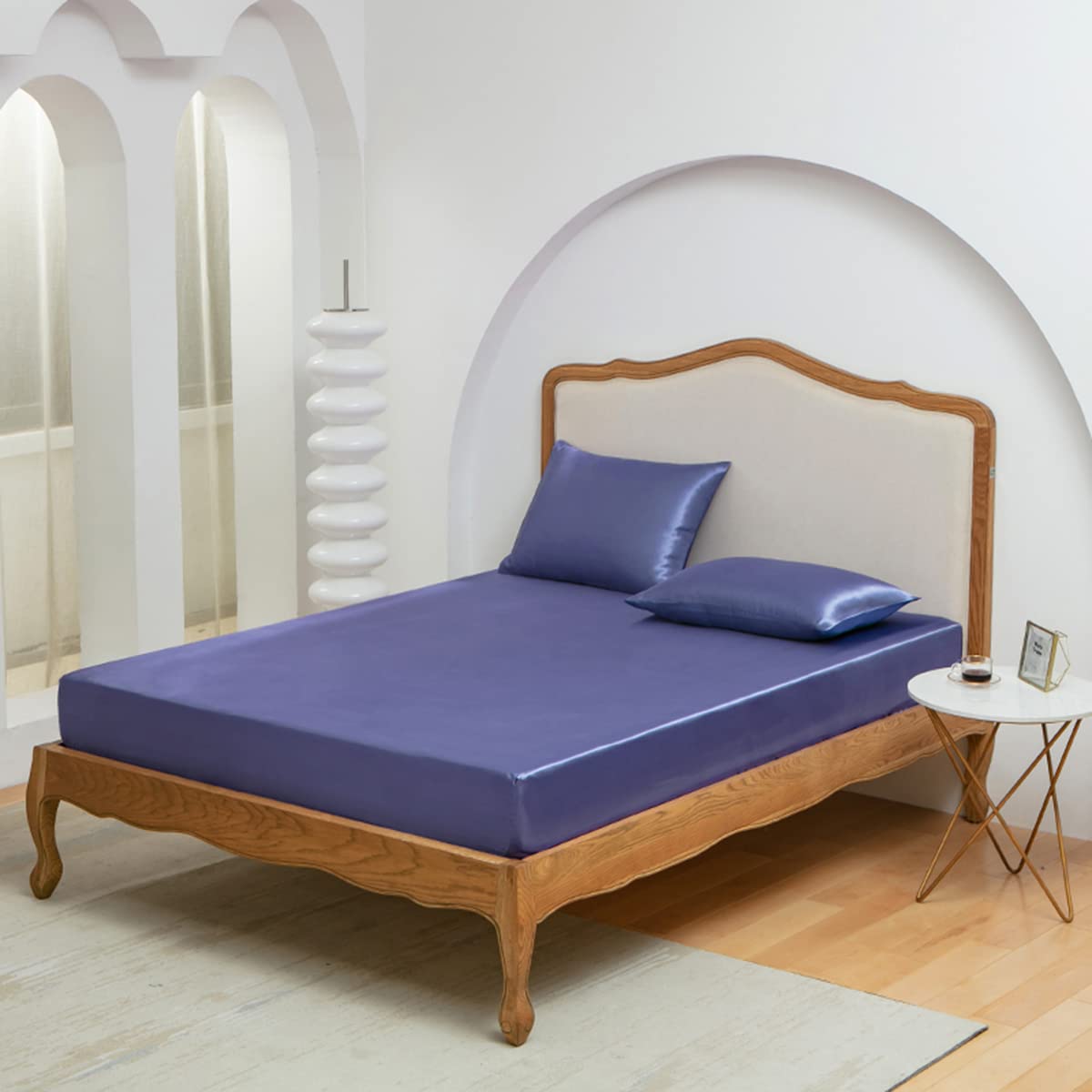 Premium Queen Size Fitted Sheet - Deep Pocket Microfiber Bottom Sheet | Wrinkle, Fade & Shrink Resistant | Ultra Soft & Durable | Easy Care (Purple, 1-Pack) - Perfect for Guest Rooms, Dorms & Master Bedrooms