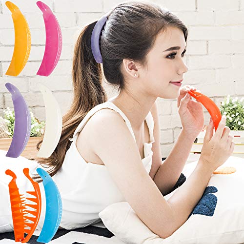 6-Pack Women's Premium Plastic Interlocking Teeth French Banana Hair Clips - No Slip Ponytail Holders for Thick Hair, Large Jelly Candy Multicolor Hair Accessories | Perfect for Workouts, Office & Everyday Hairstyles
