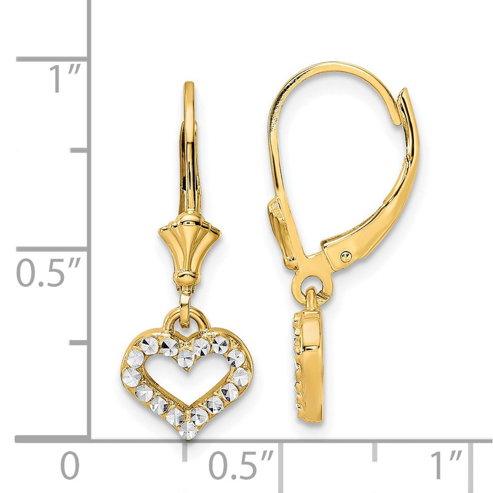 14K Gold Diamond-Cut Heart Leverback Earrings for Women - Elegant TM802 Design for Valentine's Day, Anniversary & Special Occasions