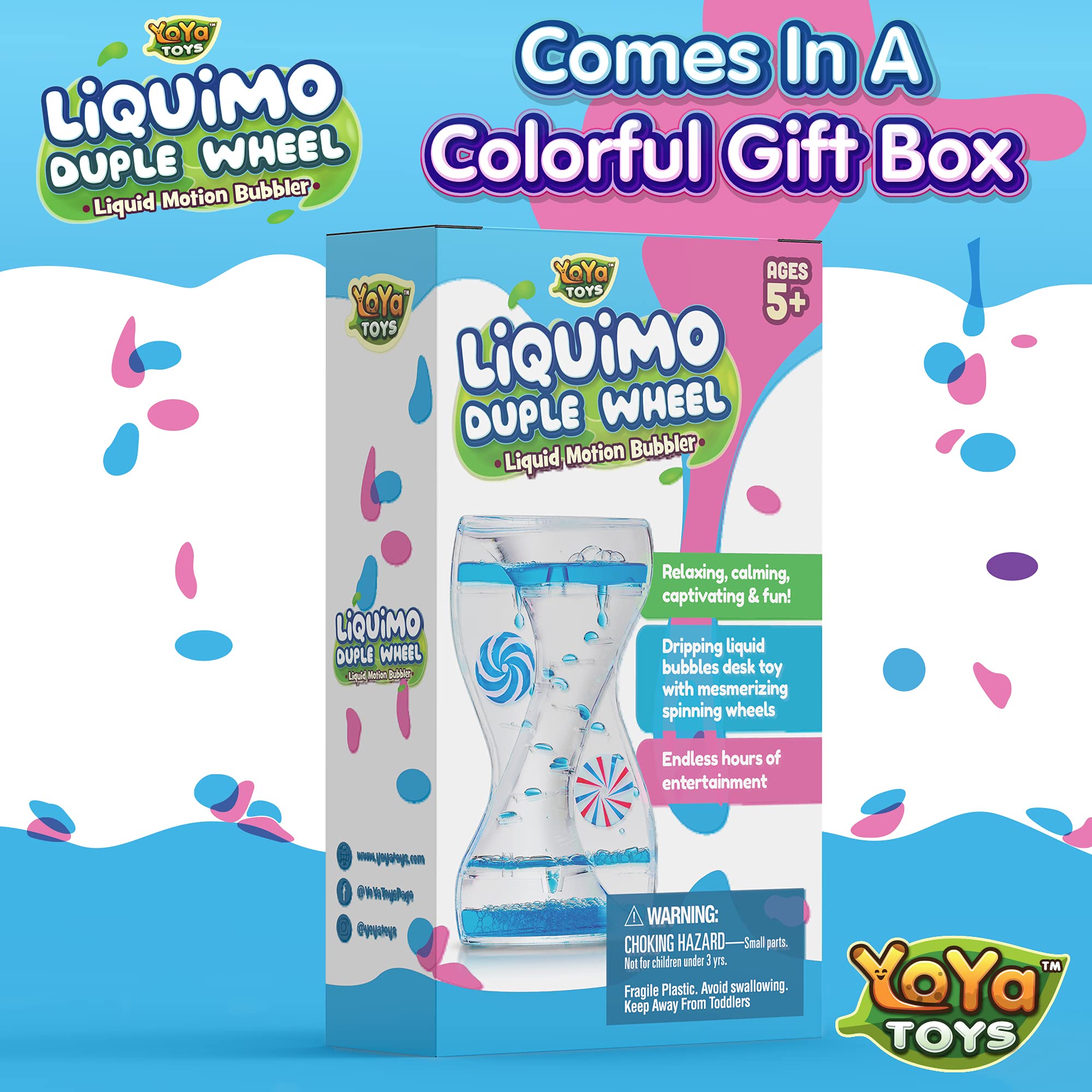 YoYa Toys Liquimo Liquid Motion Bubbler - Dual Wheel Sensory Fidget Toy for Kids & Adults - Stress & Anxiety Relief, Autism Calming Tool - Desk Decor, Office Timer, Holiday Stocking Stuffer (Perfect for Classrooms, Therapy & Home Relaxation)