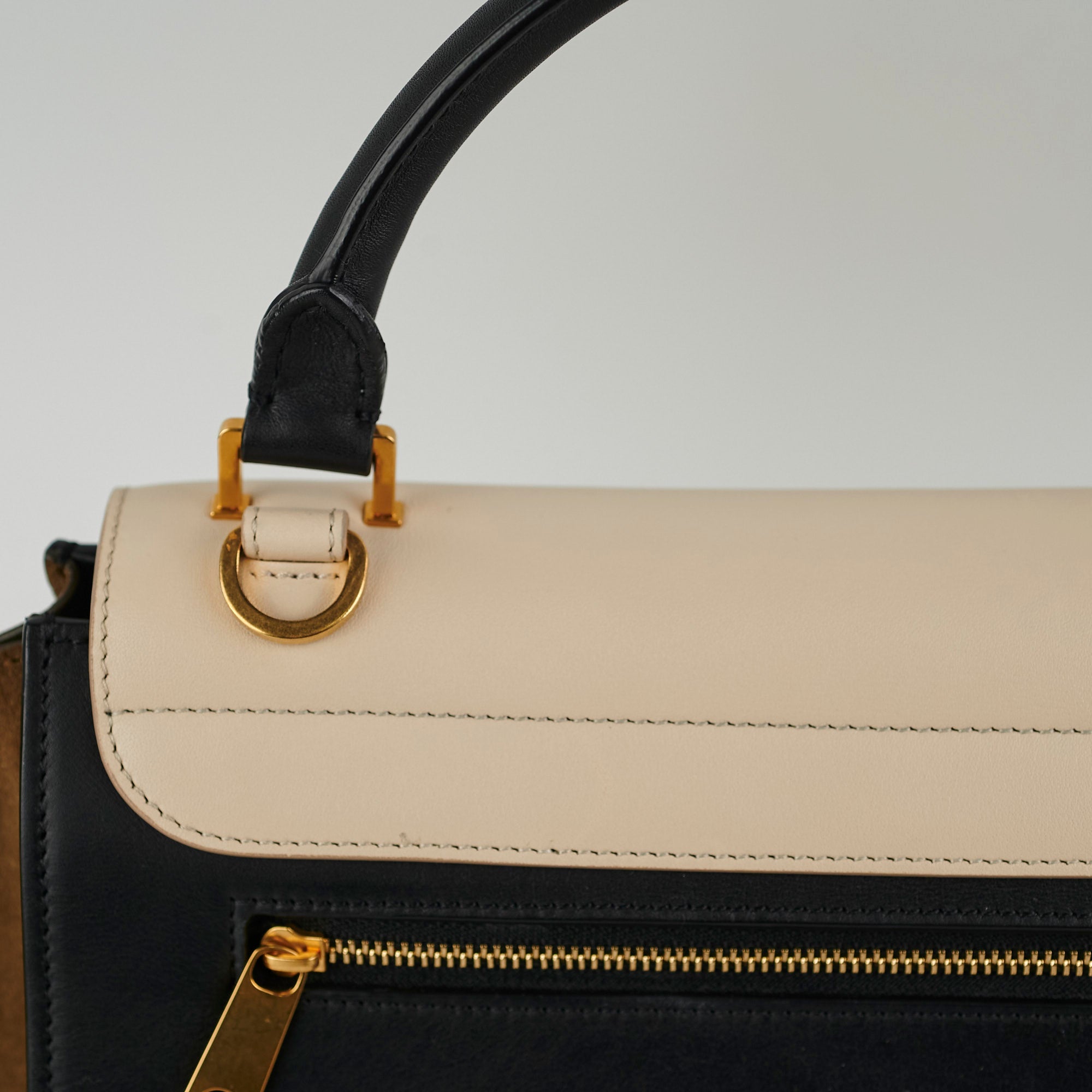 Celine Small Trapeze Handbag in Black, Green & Cream - Luxury Crossbody Bag for Women | Perfect for Work, Travel & Evening Events