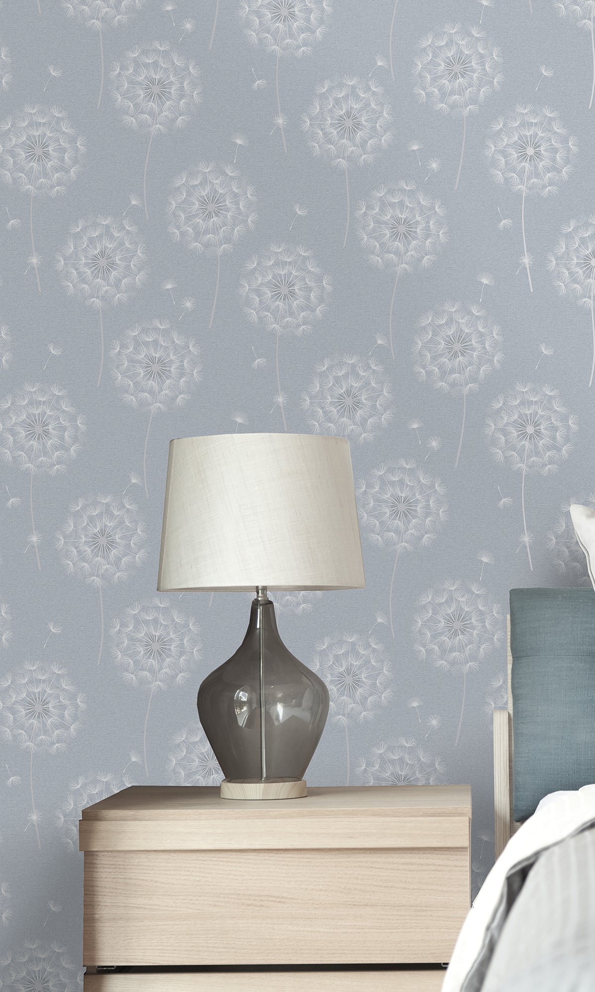 Blue Whimsical Dandelion Head Printed Wallpaper R9510 - Peel and Stick Removable Wallpaper for Bedroom, Nursery, Living Room Decor