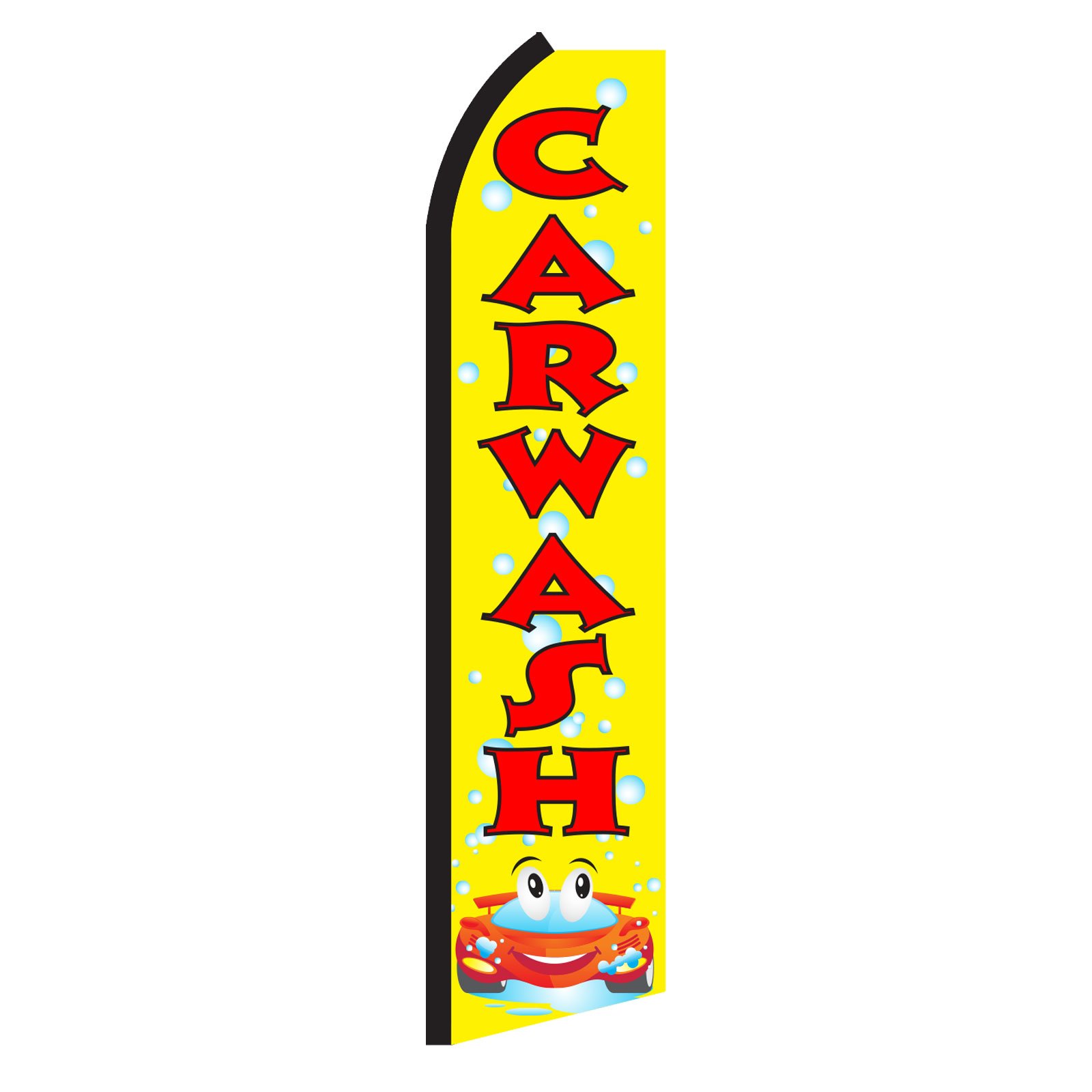 NEOPlex Car Wash Swooper Flag with Car & Bubbles Design - Yellow & Red for Car Dealerships, Auto Shows & Car Enthusiast Events