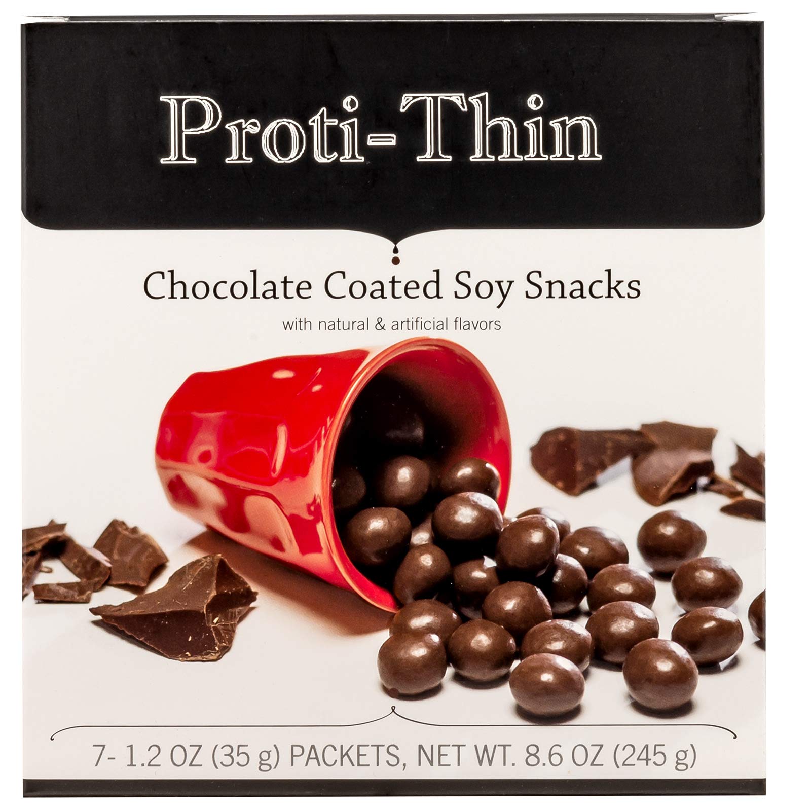 Proti-Thin Chocolate Coated Soy Protein Snacks - 15g Protein, Low Calorie, Low Fat, Low Carb, KETO & Ideal Protein Diet Friendly (7 Count Box) - Perfect for Weight Loss, Healthy Snacking & On-the-Go Nutrition