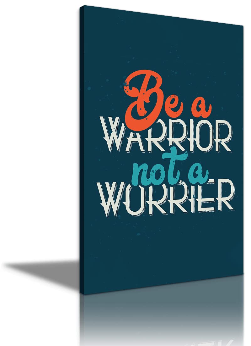 Be A Warrior Motivational Wall Art - Inspirational Canvas Print Poster for Office, Home & School Decor - Framed 16x24 Inches - Perfect for Work Spaces, Living Rooms & Classrooms