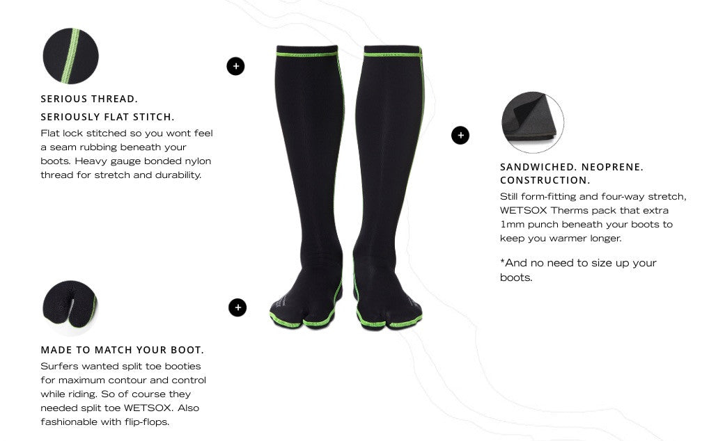 1mm Neoprene Socks for Surfing & Water Sports - Wetsox THERMS Surf Socks for Cold Water Protection & Comfort - Perfect for Surfing, Diving, Kayaking & Beach Activities