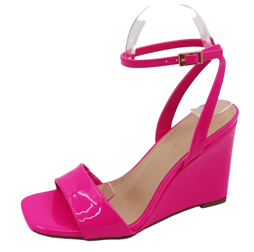 BAMBOO Women's Open Toe Ankle Strap Wedge Sandals - Comfortable Summer Casual Shoes for Beach, Wedding, and Outdoor Activities