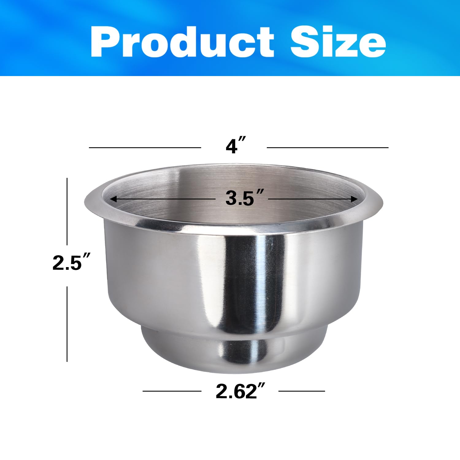 GSE Games & Sports Expert Stainless Steel Cup Holder - Universal Drop-in Drink Holder for Poker Tables, Office Desks, Boats, RVs, Cars & Trucks - Perfect for Gaming, Travel, Work & Outdoor Activities