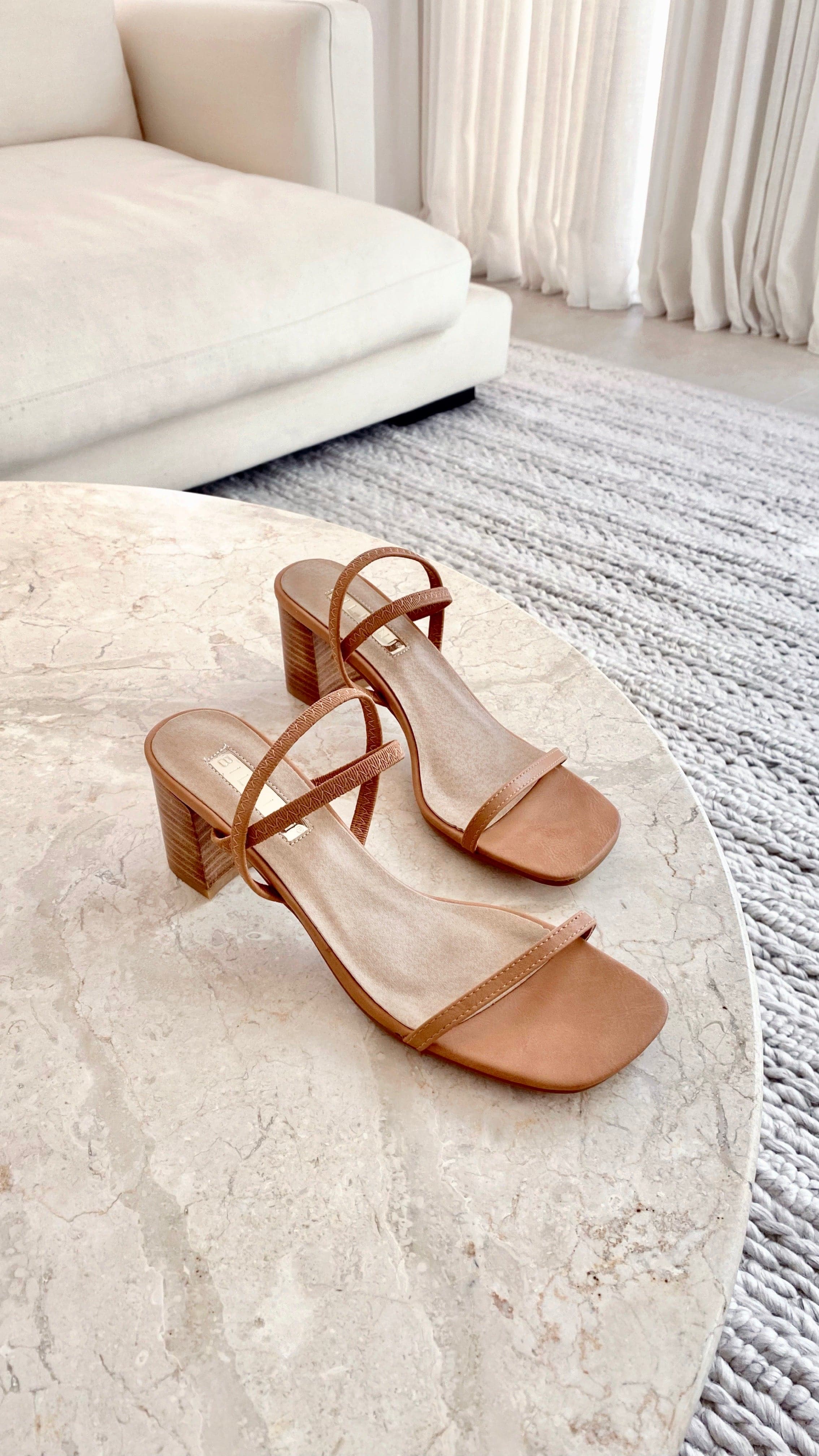 Balton Mule Heel Shoes for Women - Sugar Brown & Natural Leather Slip-On Loafers - Comfortable Casual & Office Wear for Everyday Style