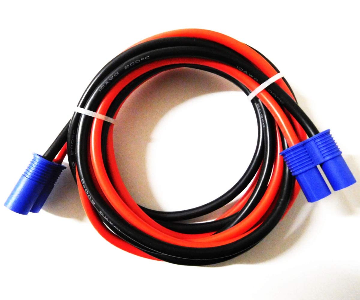 **EC8 Male to Female RC Battery Connector Adapter - 10AWG Silicone Wire (15CM/0.5FT) - High Current Extension Cable for RC Cars, Drones, and Battery Chargers**