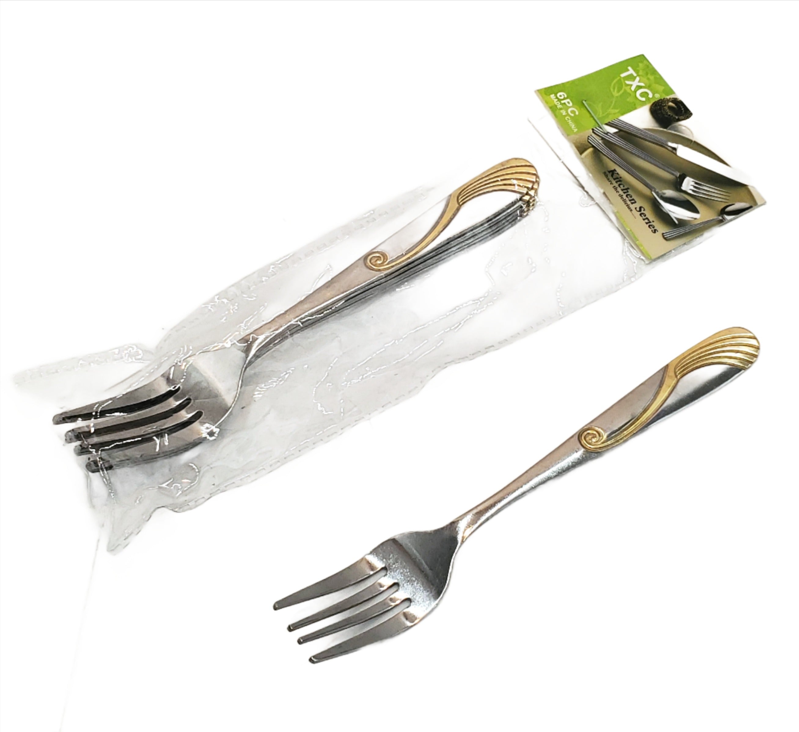 6-Piece Elegant Dessert Forks Set - Silver & Gold Plated - Perfect for Parties, Weddings, and Fine Dining