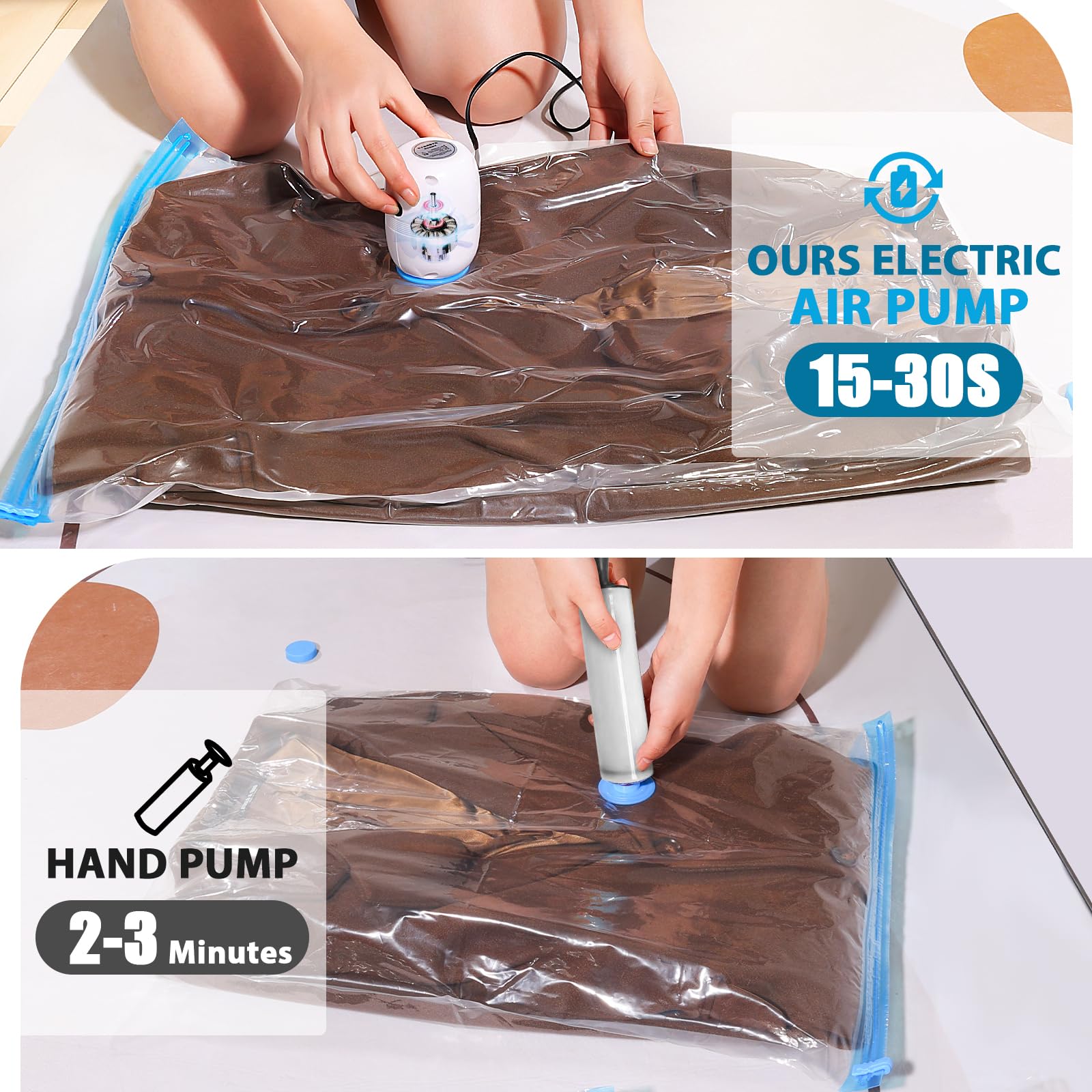 Jabykare 9-Pack Vacuum Storage Bags with Electric Pump - Space Saving Bags for Clothes, Blankets & Seasonal Items | Includes 2 Jumbo, 3 Large & 4 Medium Sizes | Perfect for Travel, Moving & Home Organization