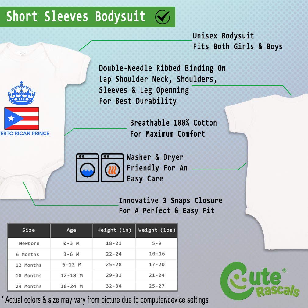 Custom Puerto Rican Prince & Princess Baby Bodysuits - Soft Cotton Infant Onesies for Boys & Girls | Perfect for Birthdays, Christenings & Family Photos