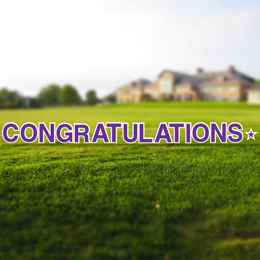 Vispronet 18in Tall Purple Congratulations Yard Sign with Stakes - Weather-Resistant Outdoor Decor for Graduations, Birthdays & Special Occasions - Durable Steel Stakes for Garden & Lawn Decorations