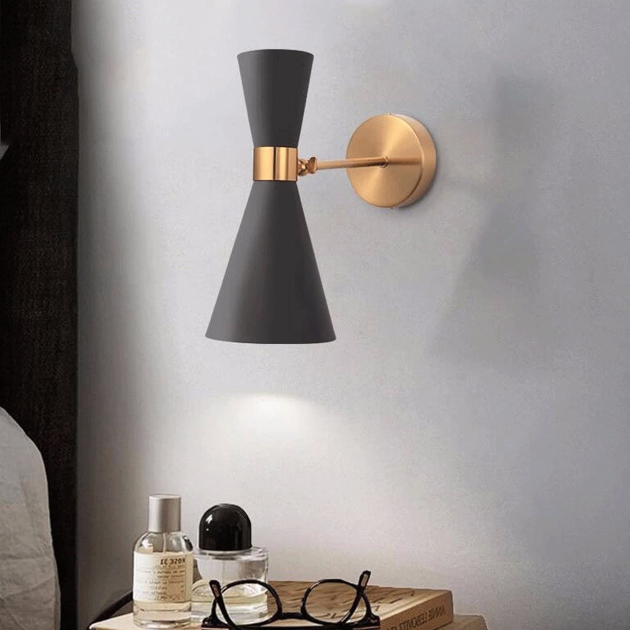 Modern Black Wall Sconce Set of 2 - Battery Operated LED Wall Lights with Remote Control, No Wiring Needed - Perfect for Bedroom, Hallway, or Staircase Lighting