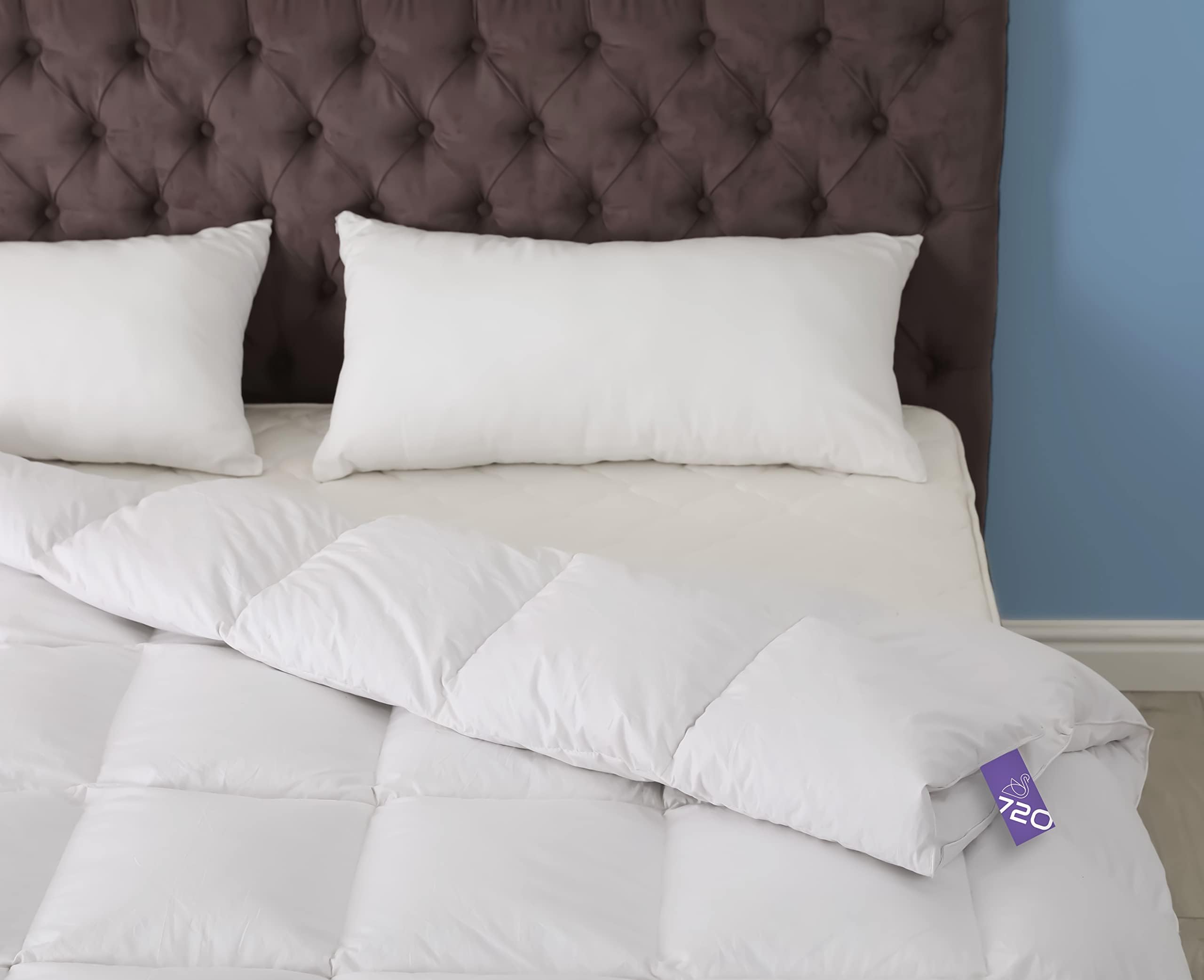 PERLARARA Auril 720 Spring Lightweight King Size Goose Feather Duvet - 100% Down Filling, 260 x 240 cm, All Season Comfort for Bedroom - Perfect for Spring & Summer Nights, Luxury Hotel Style Bedding