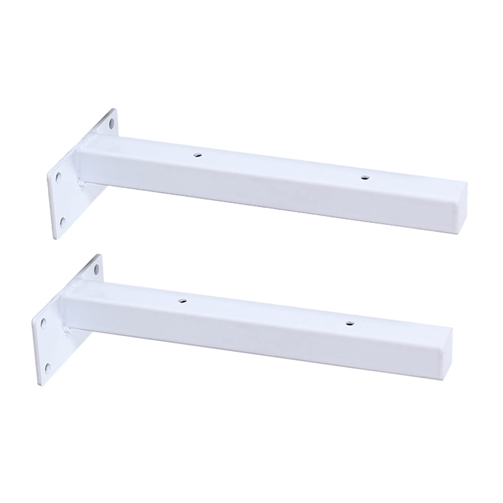 KOOEIN 6 Inch White Shelf Brackets (2 Pack) - Hidden Industrial Floating Shelves, Wall Pipe Racks with Rounded Corners for Safety, Modern Decorative Metal Frame - Perfect for Kitchen, Bathroom, Living Room & Office Storage