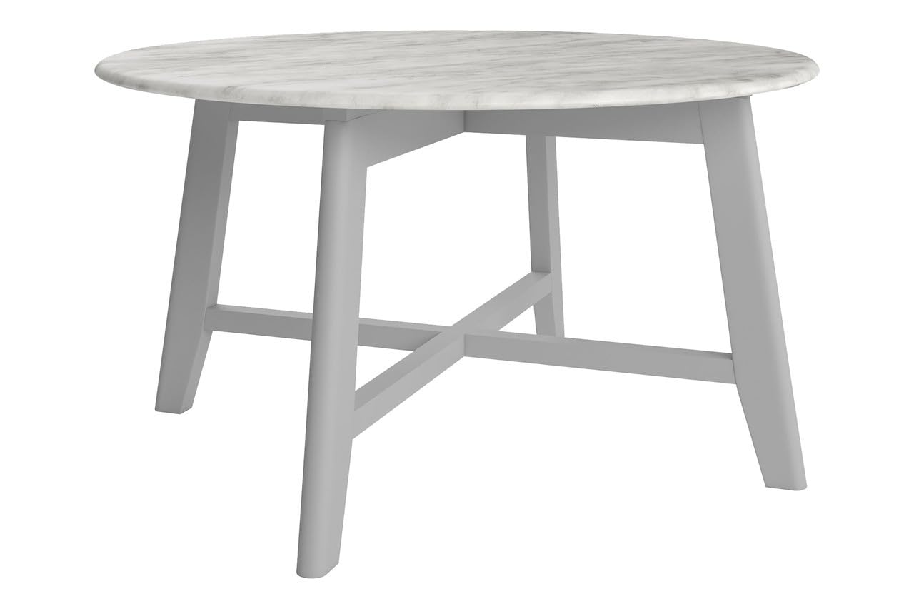 Mid-Century Modern Faux Marble Coffee Table - Grey Coby Living Room Center Table for Small Spaces | Durable & Stylish Accent Furniture for Apartments, Condos and Home Decor