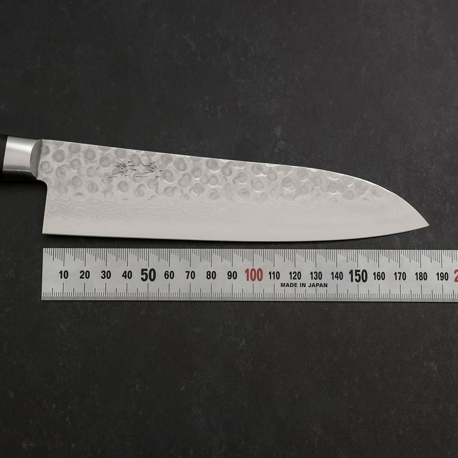 Premium Santoku Knife 180mm - VG-10 Tsuchime Damascus Steel Blade with Ergonomic Black Handle - Perfect for Sushi, Vegetables & Meat Cutting