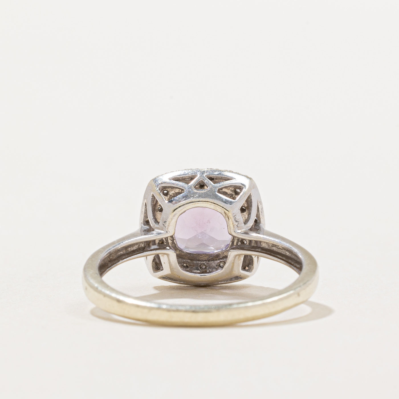 1.40ct Amethyst & 0.10ct Diamond Halo Ring - Size 7.25 | Elegant Purple Gemstone Engagement Ring for Women | Perfect for Valentine's Day, Anniversary & Special Occasions