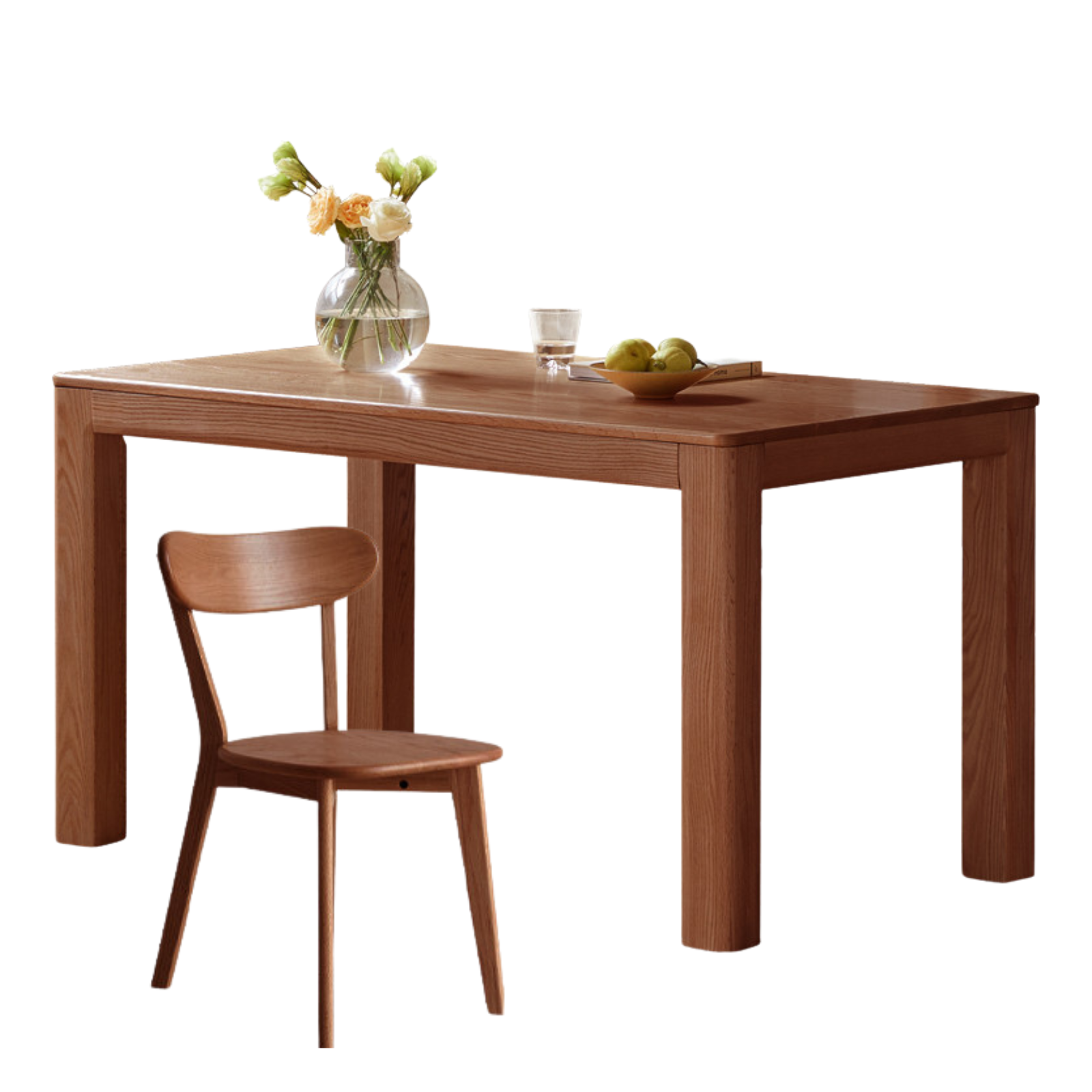 Solid Oak Wood Rectangular Dining Table - Rustic Farmhouse Style for Kitchen, Dining Room & Outdoor Entertaining