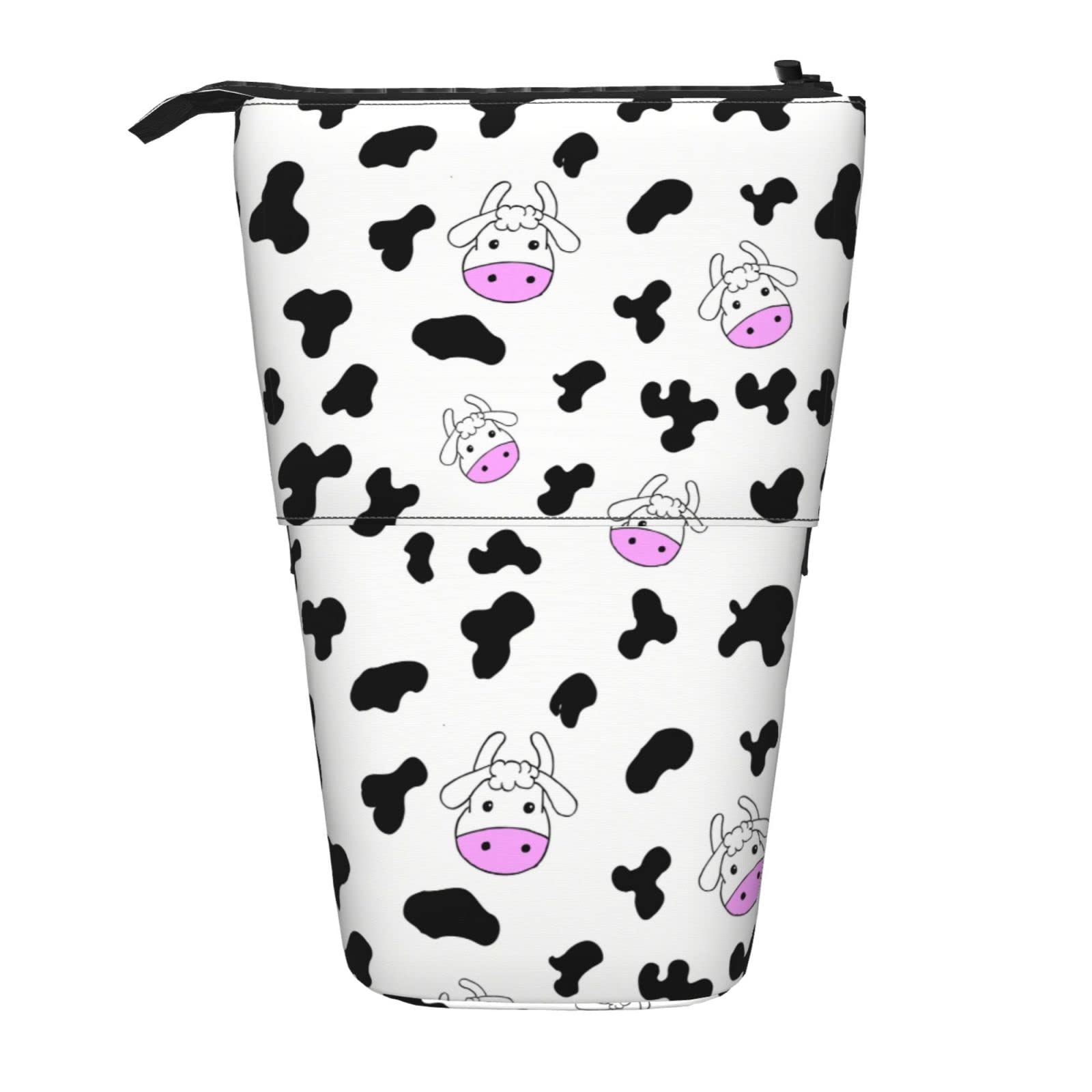 Cartoon Cow Print Expandable Pencil Case & Makeup Pouch - Pop Up Standing Pen Holder for Office, School, Travel (Women & Men) | Perfect for Organizing Stationery, Cosmetics & Small Essentials