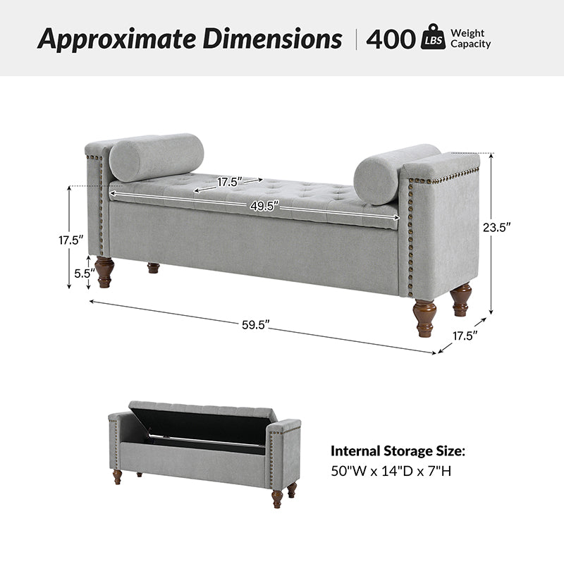 Rosana Storage Bench with Waterproof Fabric - Stylish Entryway Seating & Shoe Storage Organizer - Perfect for Living Room, Bedroom, or Mudroom Organization