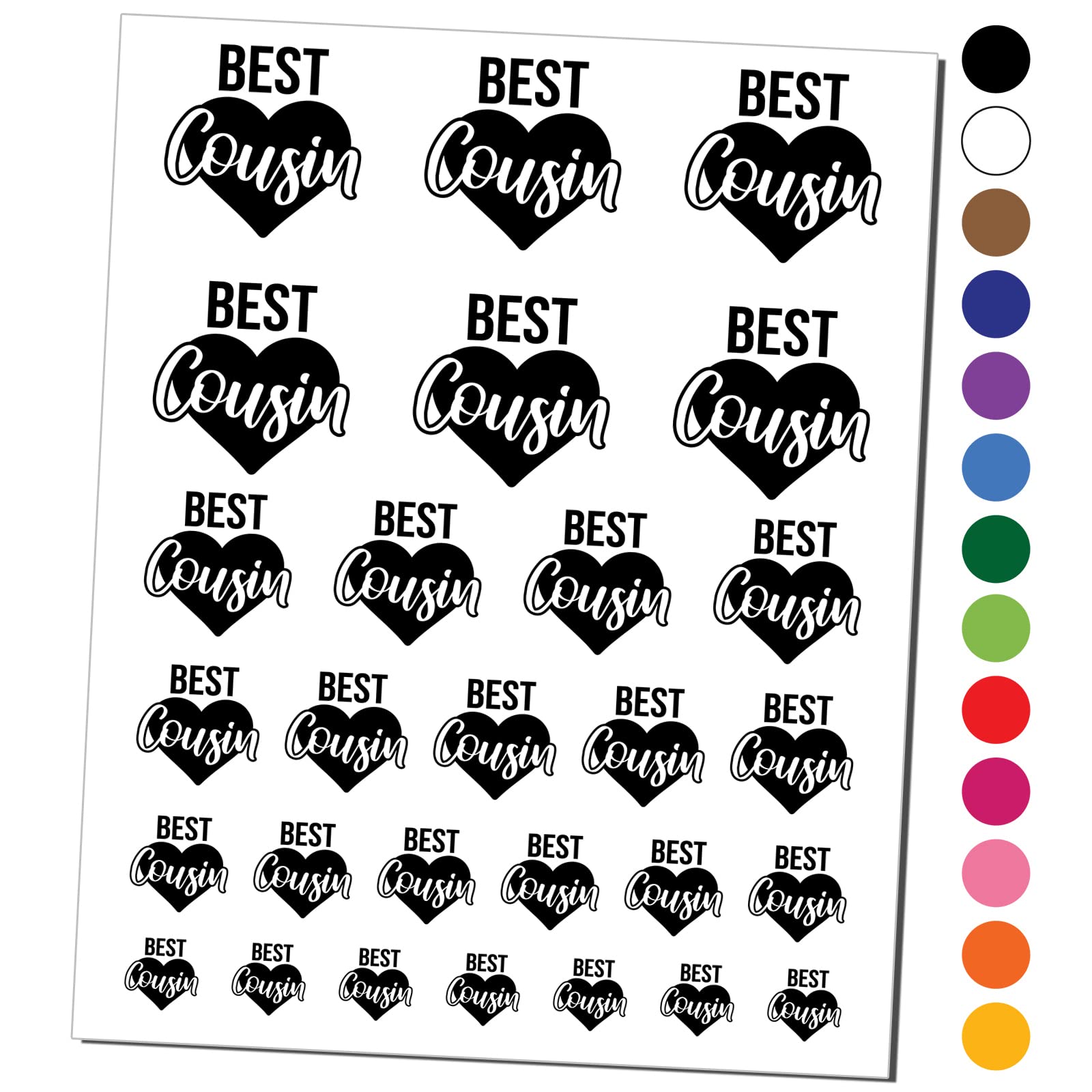 Best Waterproof Temporary Tattoos for Adults - Cousin in Heart Fake Body Art Set (Black, 1 Sheet) | Perfect for Parties, Weddings & Family Events