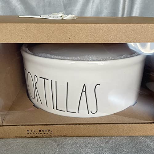 Rae Dunn Taco Serving Set - 4-Piece Taco Warmer with Salsa & Guacamole Bowls - Perfect for Taco Tuesday Parties, Mexican Food Nights & Family Dinners