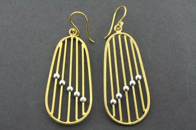 22KT Gold Over Sterling Silver Abacus Earrings - Elegant Beaded Dangle Jewelry for Women, Perfect for Office, Party & Special Occasions