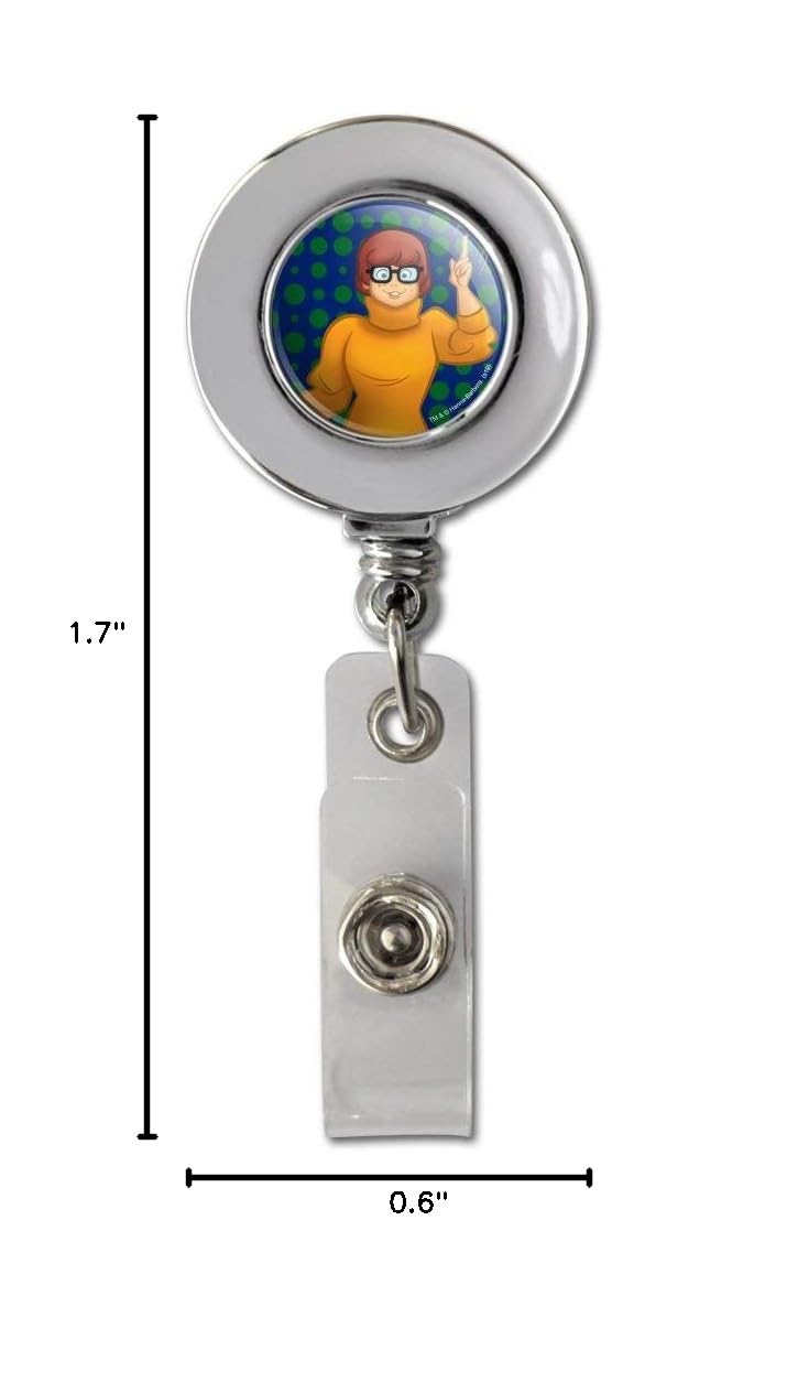 Scooby Doo Velma Character Retractable Badge Reel - Chrome ID Card Holder Clip for Work, School, and Convention Security Access