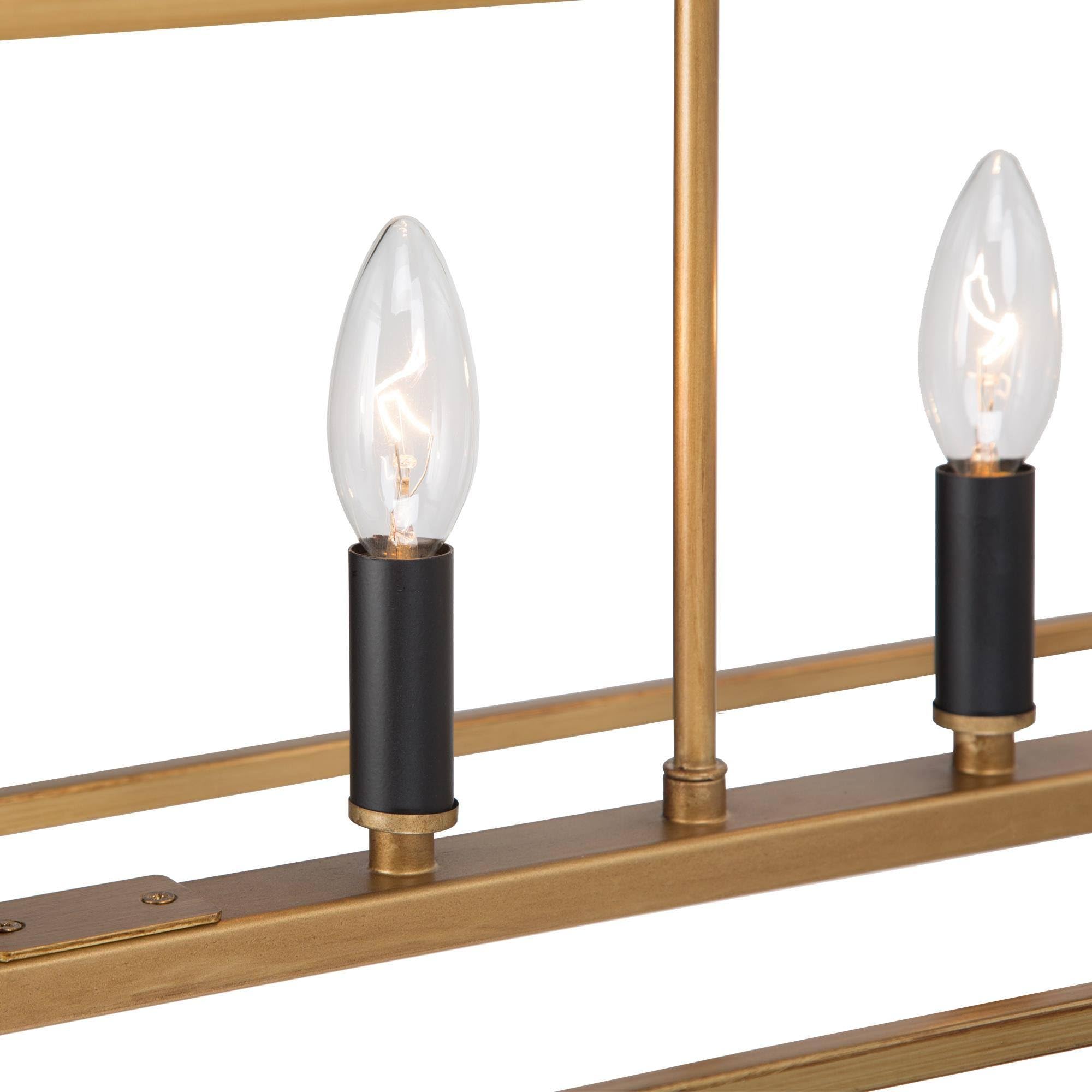 LOG BARN Gold Island Chandelier - Modern Linear LED Pendant Light Fixture for Dining Room, Kitchen Island | Dimmable Hanging Light for Home Decor, Restaurant Lighting