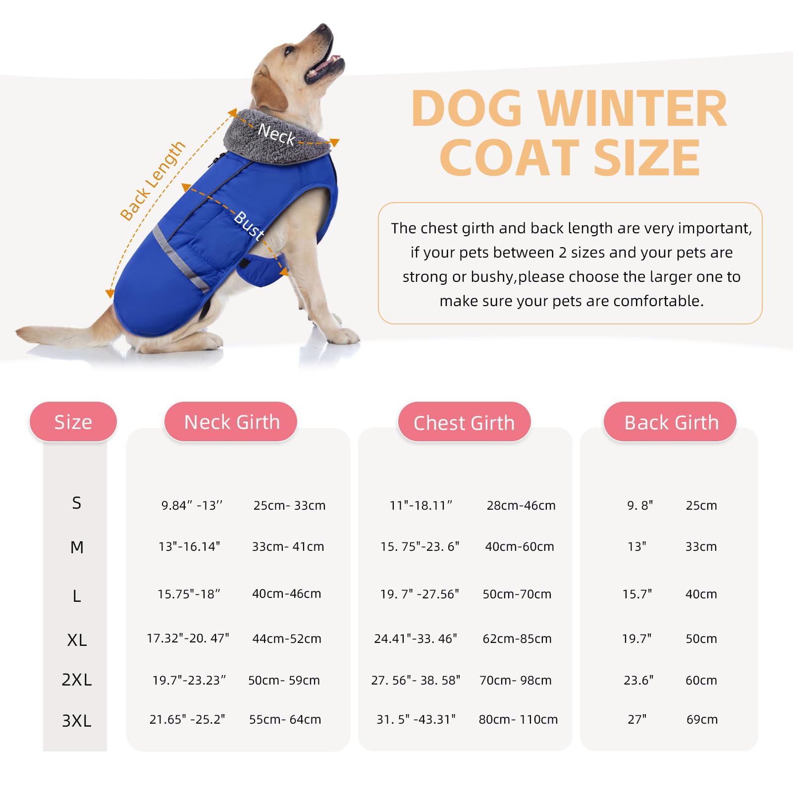 Doglay Waterproof Dog Jacket - Winter Coat with Thick Furry Collar & Reflective Strips | Warm Fleece Lined Snow Coat for Small, Medium & Large Dogs | Cold Weather Protection for Outdoor Walks & Winter Adventures