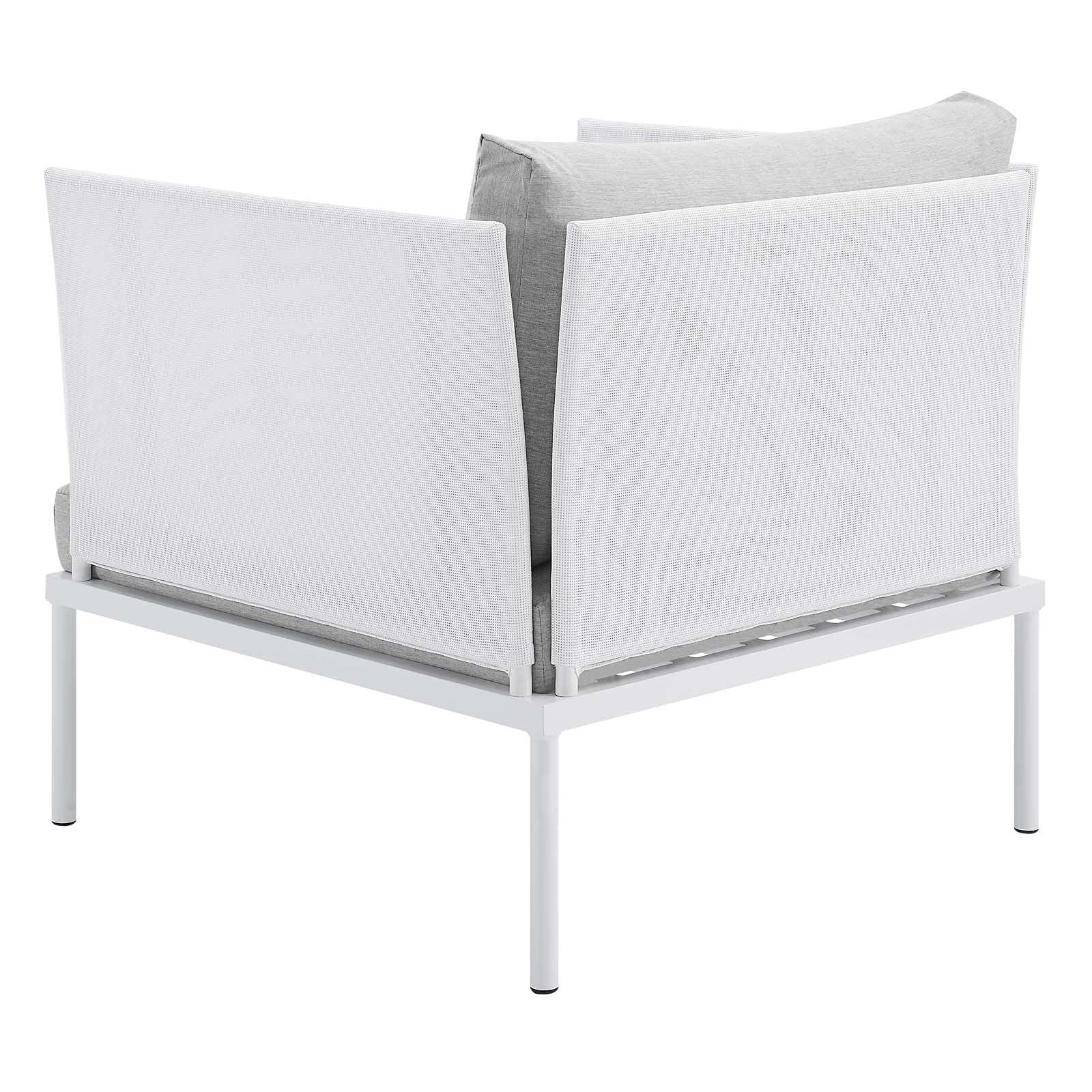 Modern Outdoor Patio Lounge Sectional Sofa Set with Table - Aluminum Frame in White & Gray - Perfect for Backyard, Poolside & Garden Relaxation