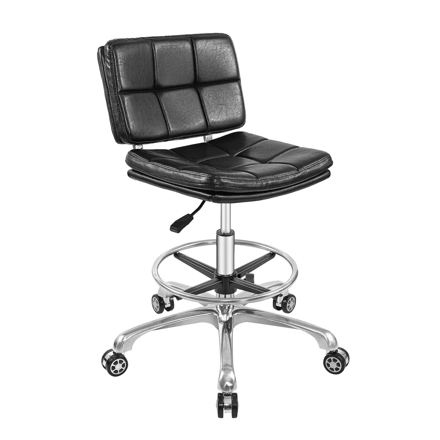 Heavy Duty Adjustable Rolling Swivel Drafting Chair with Lumbar Support - 400lbs Weight Capacity for Home Office, Studio, Design Lab & Workspace - Medium Height Task Chair for Comfortable Seating