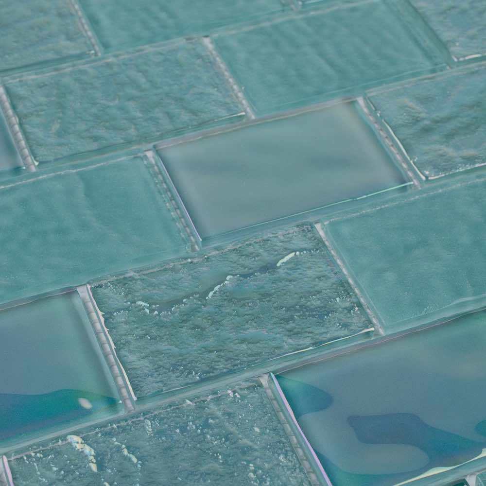 Iridescent Glass Tile - Summer Sea Foam 2