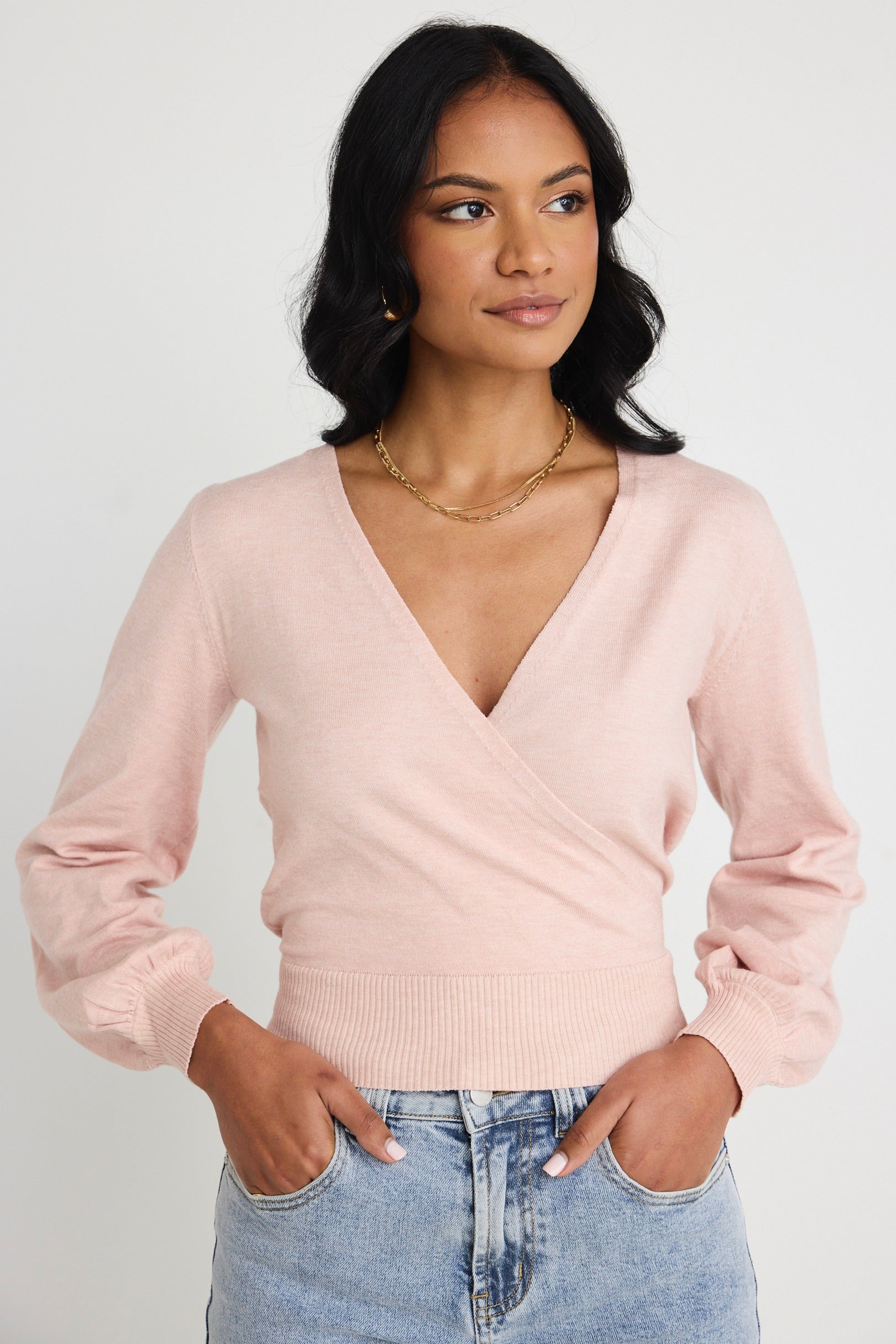 Cross My Heart Blush Ballerina Fine Knit Wrap Cardigan - Soft Women's Sweater for Office, Date Night & Casual Outfits