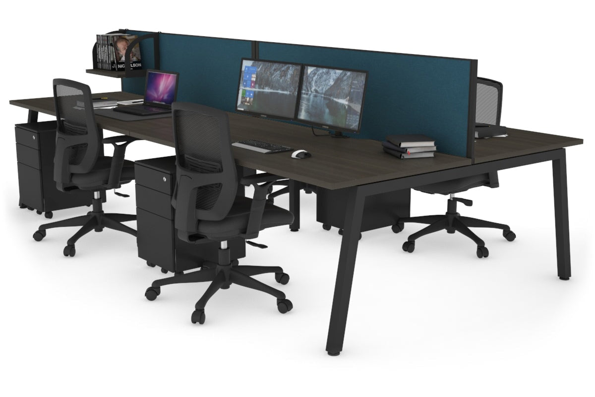 Quadro 4-Person Office Workstation Desk - 1800L x 800W with Cable Management Scallop - Ideal for Collaborative Workspaces, Home Offices & Coworking Spaces