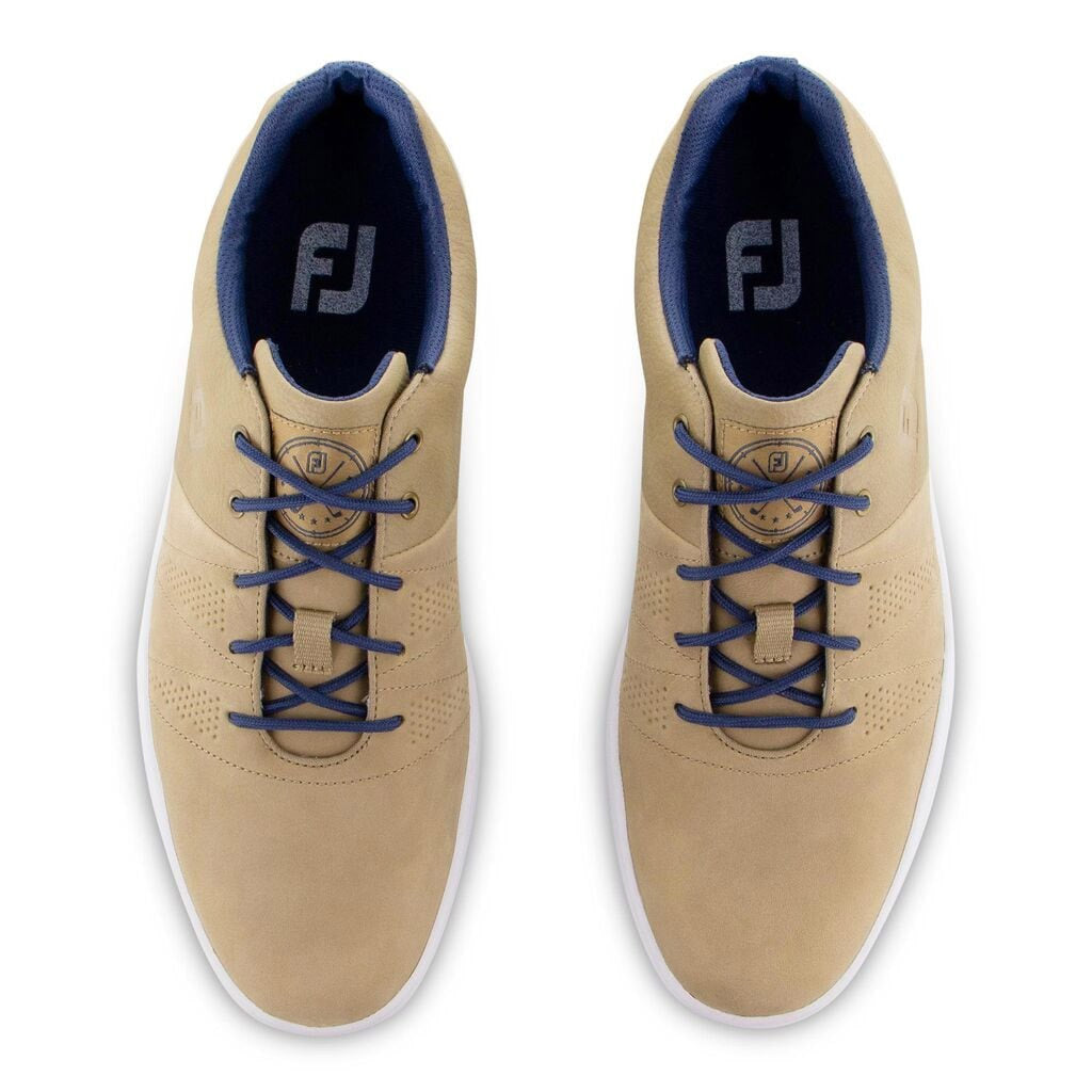 FootJoy Contour Casual Tan Men's Golf Shoes - Comfortable Spiked Golf Footwear for Walking Courses | Perfect for Weekend Golfers & Clubhouse Style