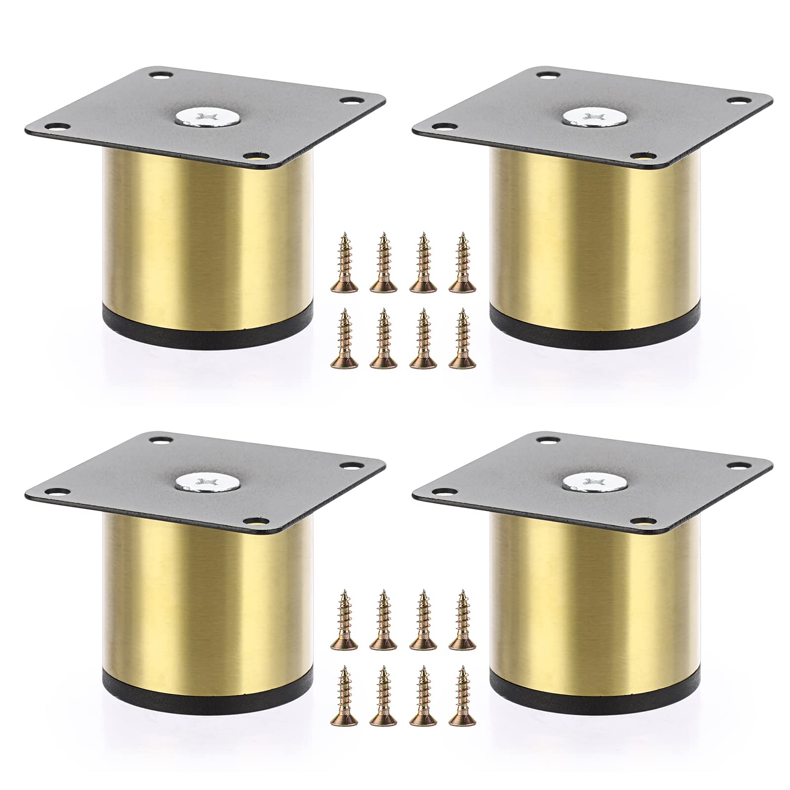 OwnMy 4PCS 2 Inch Stainless Steel Furniture Legs - Heavy Duty Golden Round Metal Feet for Cabinets, Desks, Coffee Tables, Sofas, TV Stands & Dressers - Durable Replacement Legs for Home & Office Furniture
