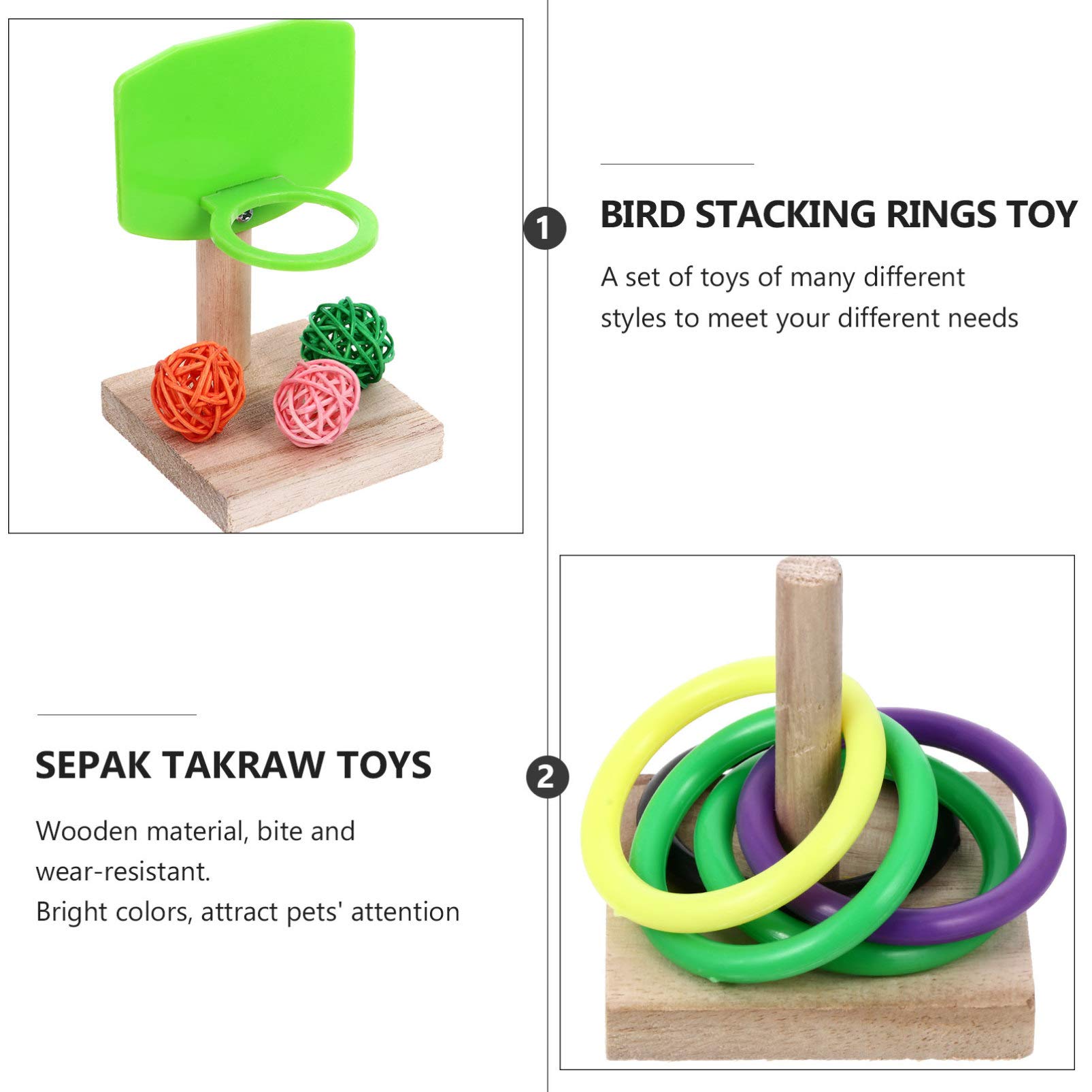 Balacoo 3-Piece Parrot Training Toy Set - Bird Chew Toys, Skateboard & Stacking Rings for Cage Accessories - Educational Brain & Biting Toys for Pet Birds - Perfect for Playtime, Training & Mental Stimulation