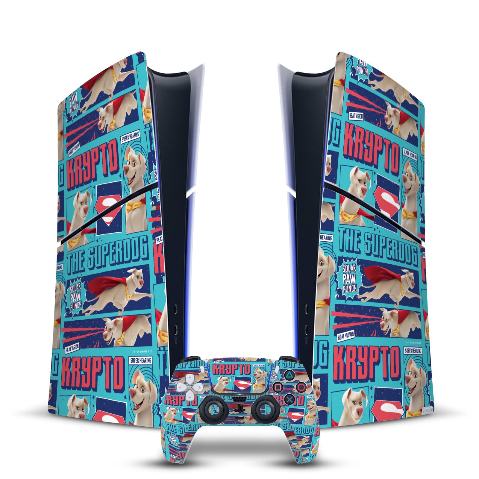 Official DC League of Super Pets Krypto The Superdog Vinyl Skin Sticker for Sony PS5 Slim Digital Edition Console & DualSense Controller - Gaming Accessories for Pet Lovers & Superhero Fans - Perfect for Customizing Your PlayStation 5 Setup
