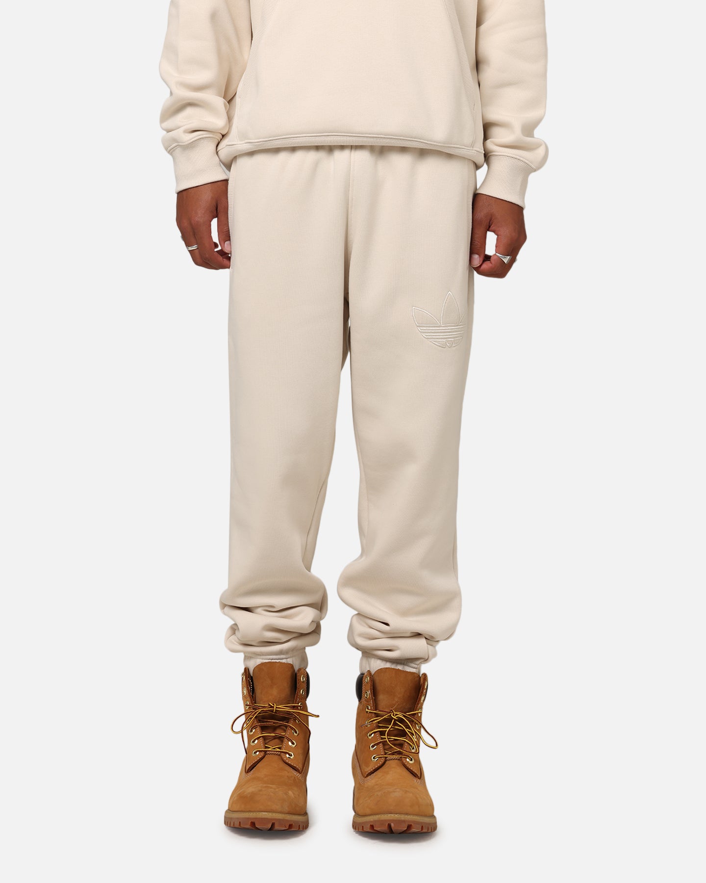 Adidas Originals 70's Fleece Joggers for Men - Soft Cotton Sweatpants with Elastic Waistband, Wonder White | Perfect for Gym, Running, Lounge & Casual Wear