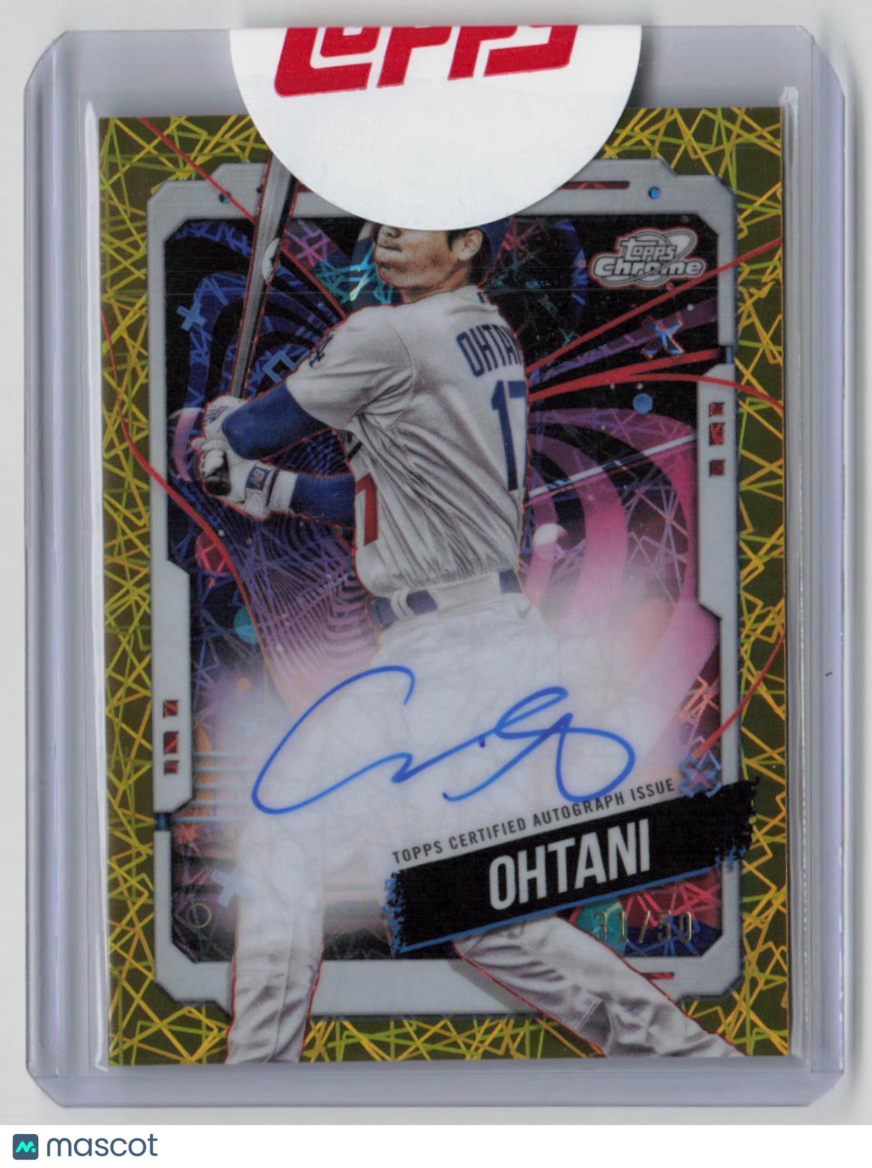 2024 Topps Cosmic Chrome Shohei Ohtani Gold Laser Autograph On Card 31/50 #CCASO - Rare Baseball Collectible for MLB Fans & Sports Memorabilia Enthusiasts - Perfect for Display, Investment, and Trading Cards Collections